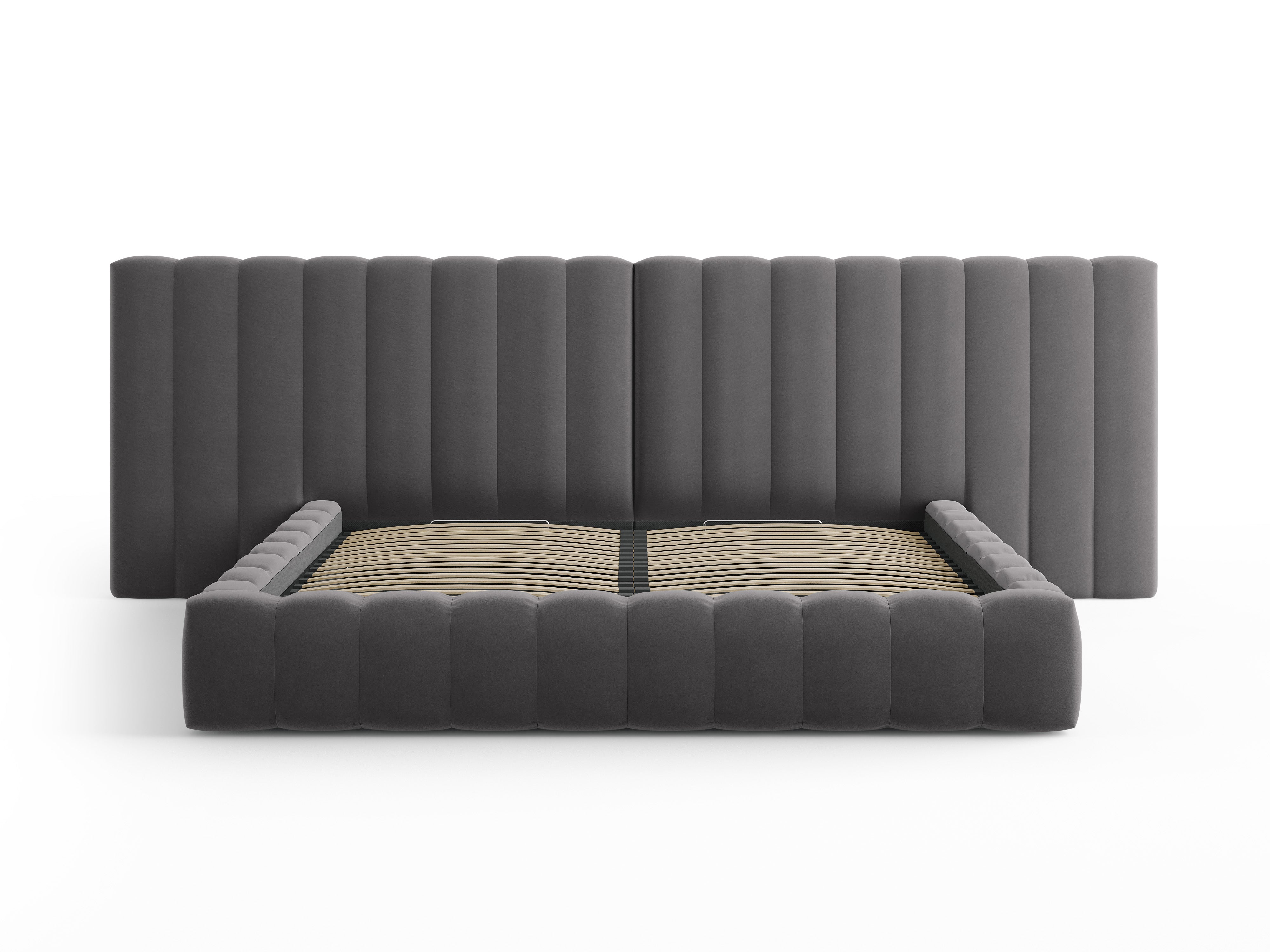 Postelja Kelp z dvojnim vzglavjem in shrambo, Material: Žamet