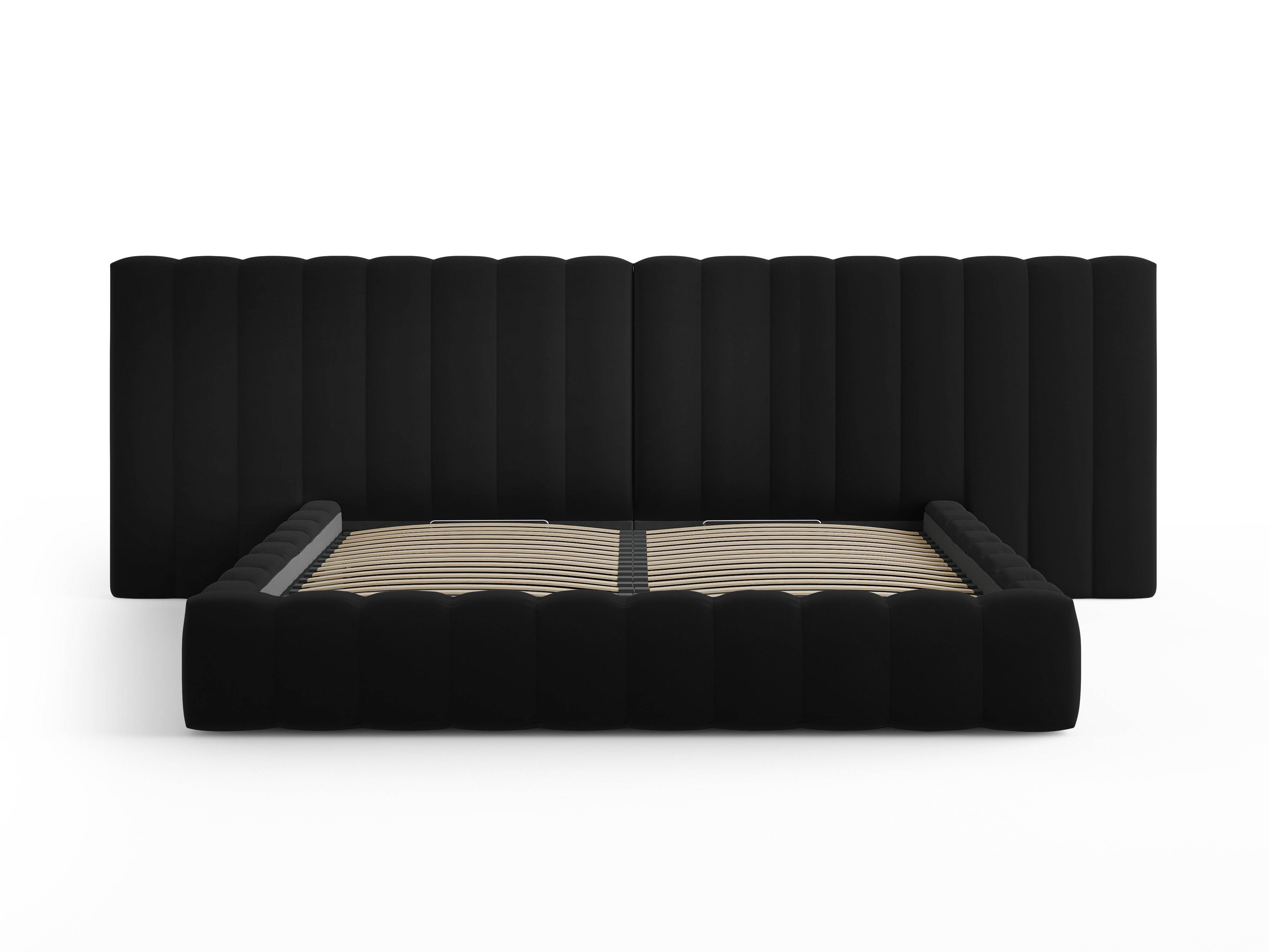 Postelja Kelp z dvojnim vzglavjem in shrambo, Material: Žamet