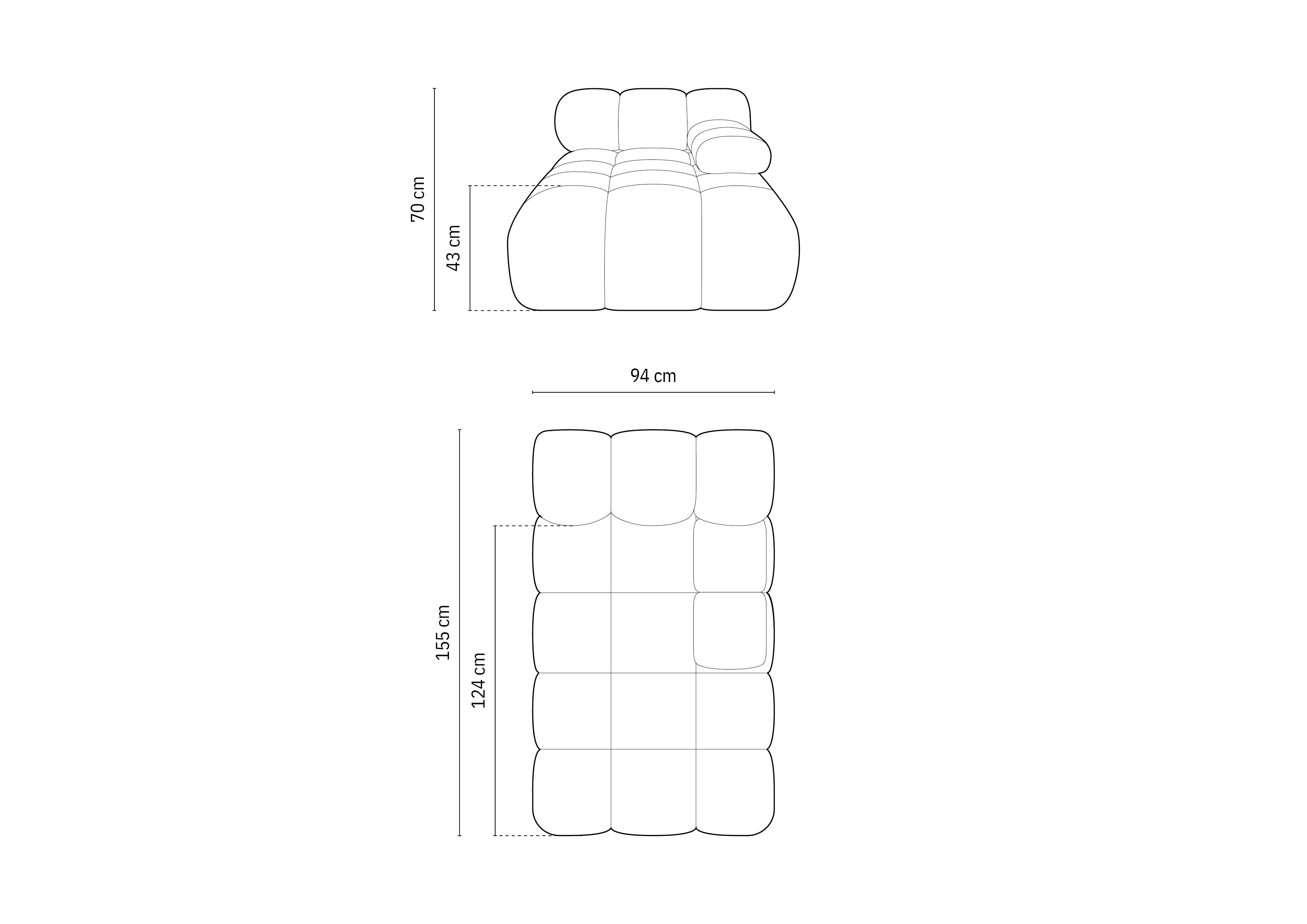 Bellis Modul 155x94cm, Material: Bukle