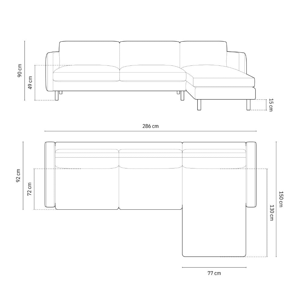 Kotna garnitura Eden 286x150cm, Material: Strukturirana tkanina