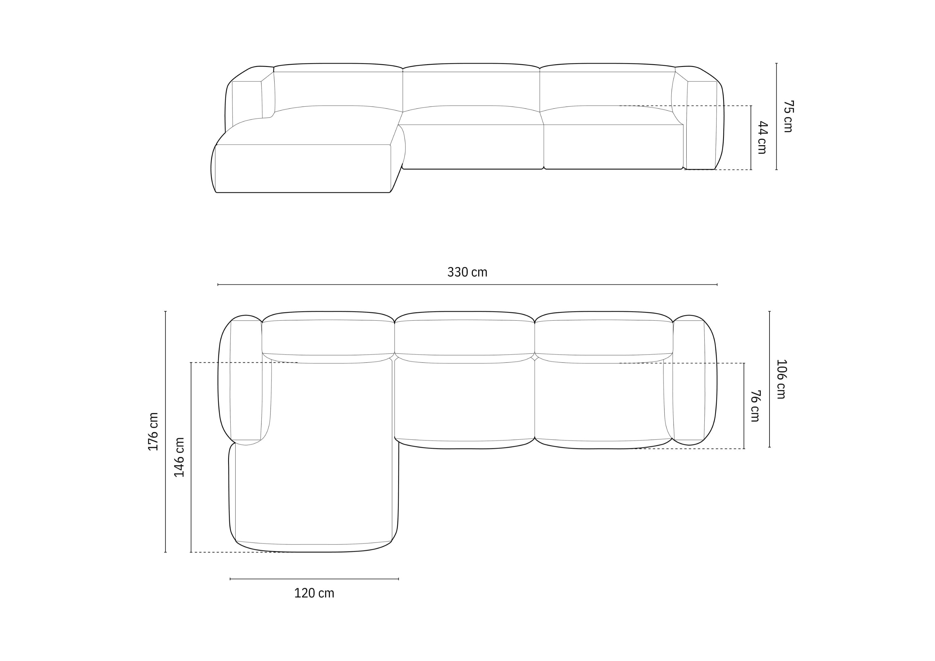 Kotna sedežna garnitura Martin, 330x176 cm, Material: Strukturirano blago
