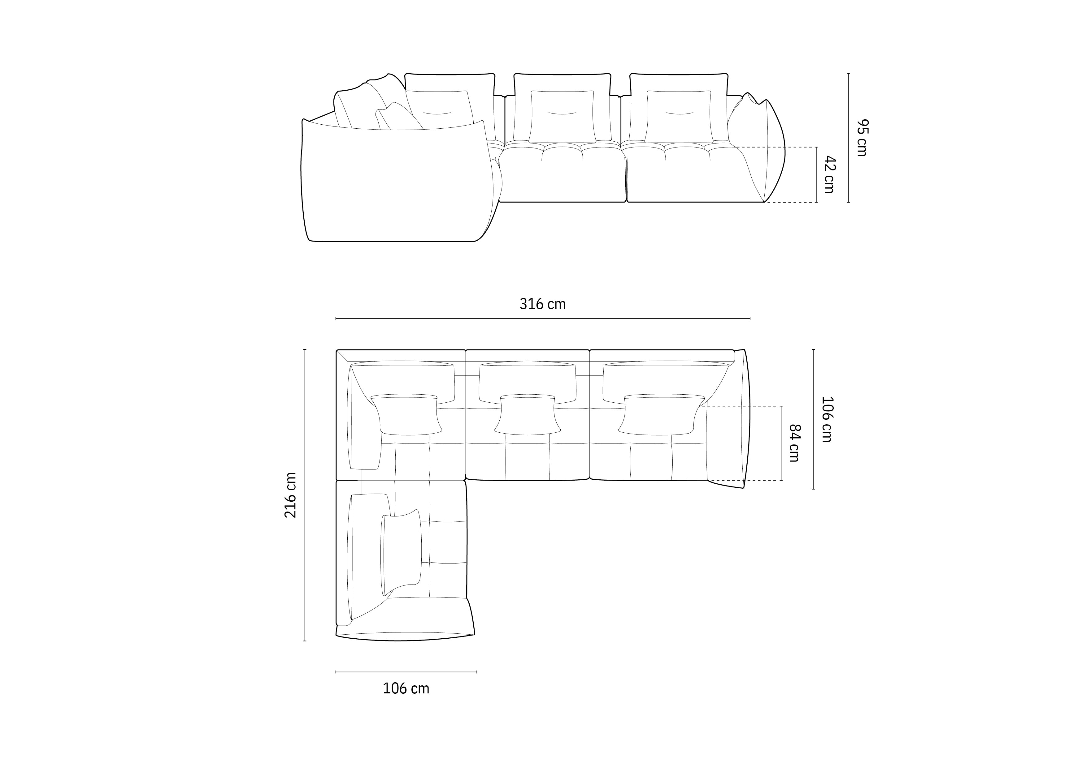 Kotna sedežna garnitura Bloom, 316x216 cm, Material: Žamet