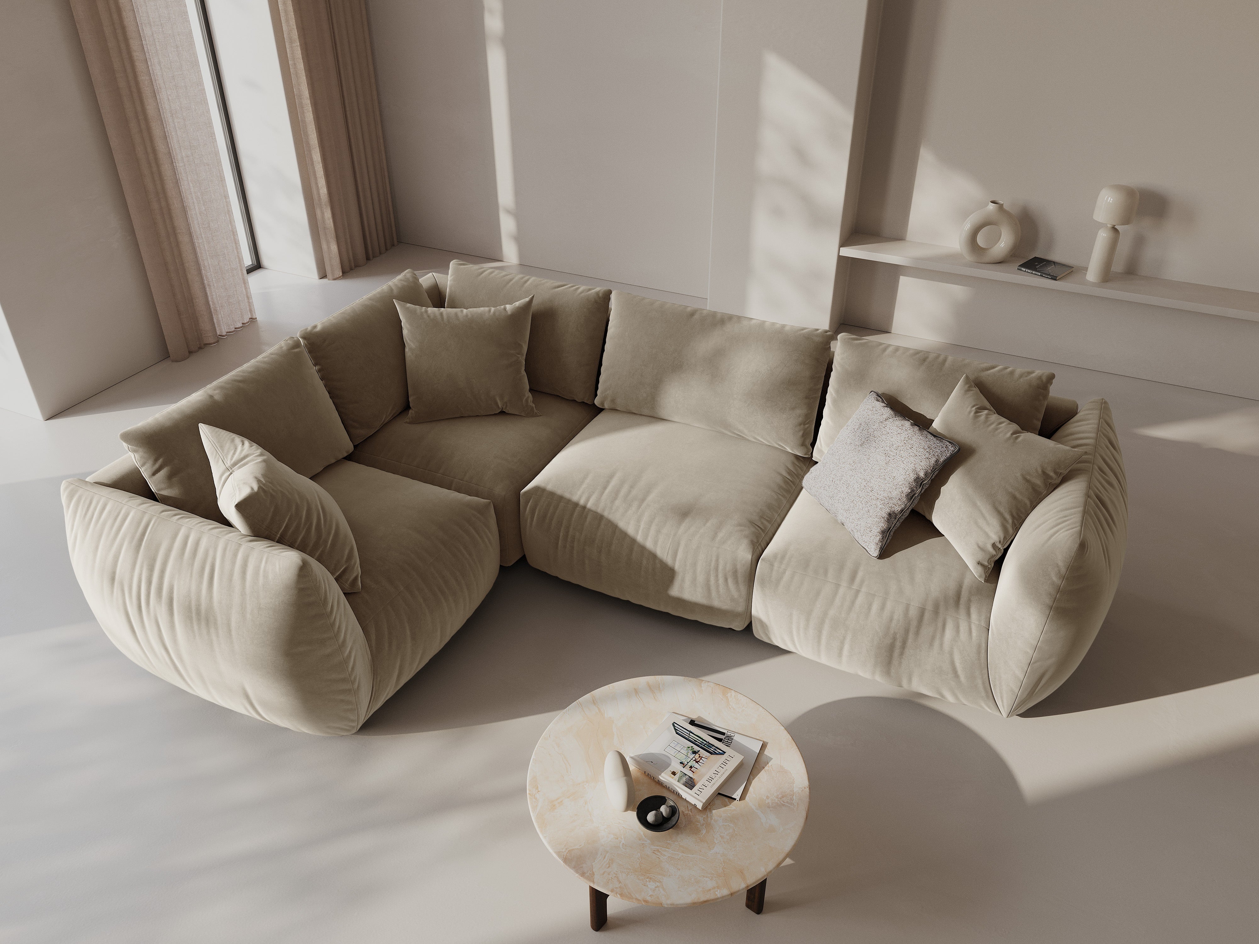 Kotna sedežna garnitura Chris 295x210cm, Material: Žamet