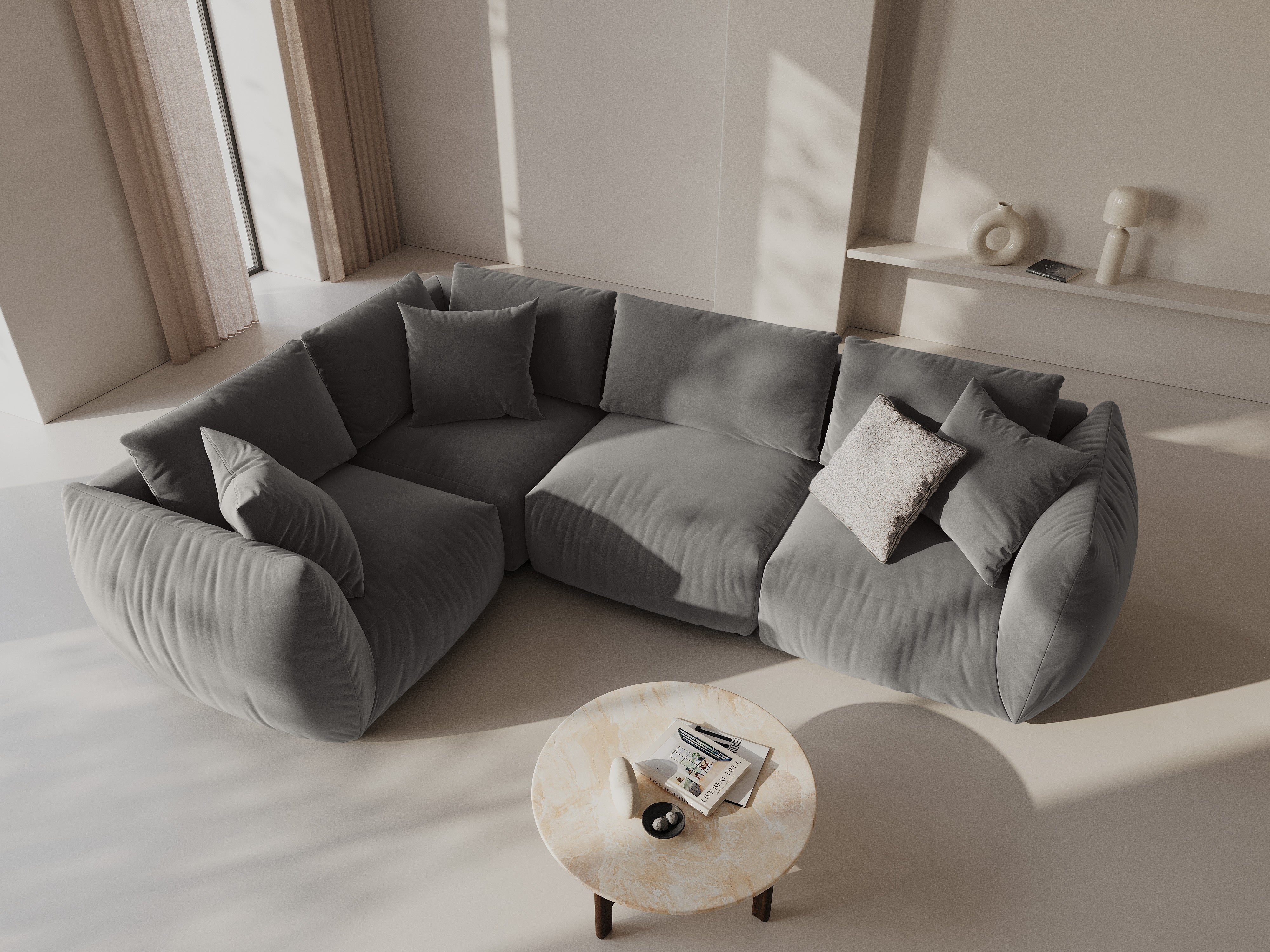 Kotna sedežna garnitura Chris 295x210cm, Material: Žamet