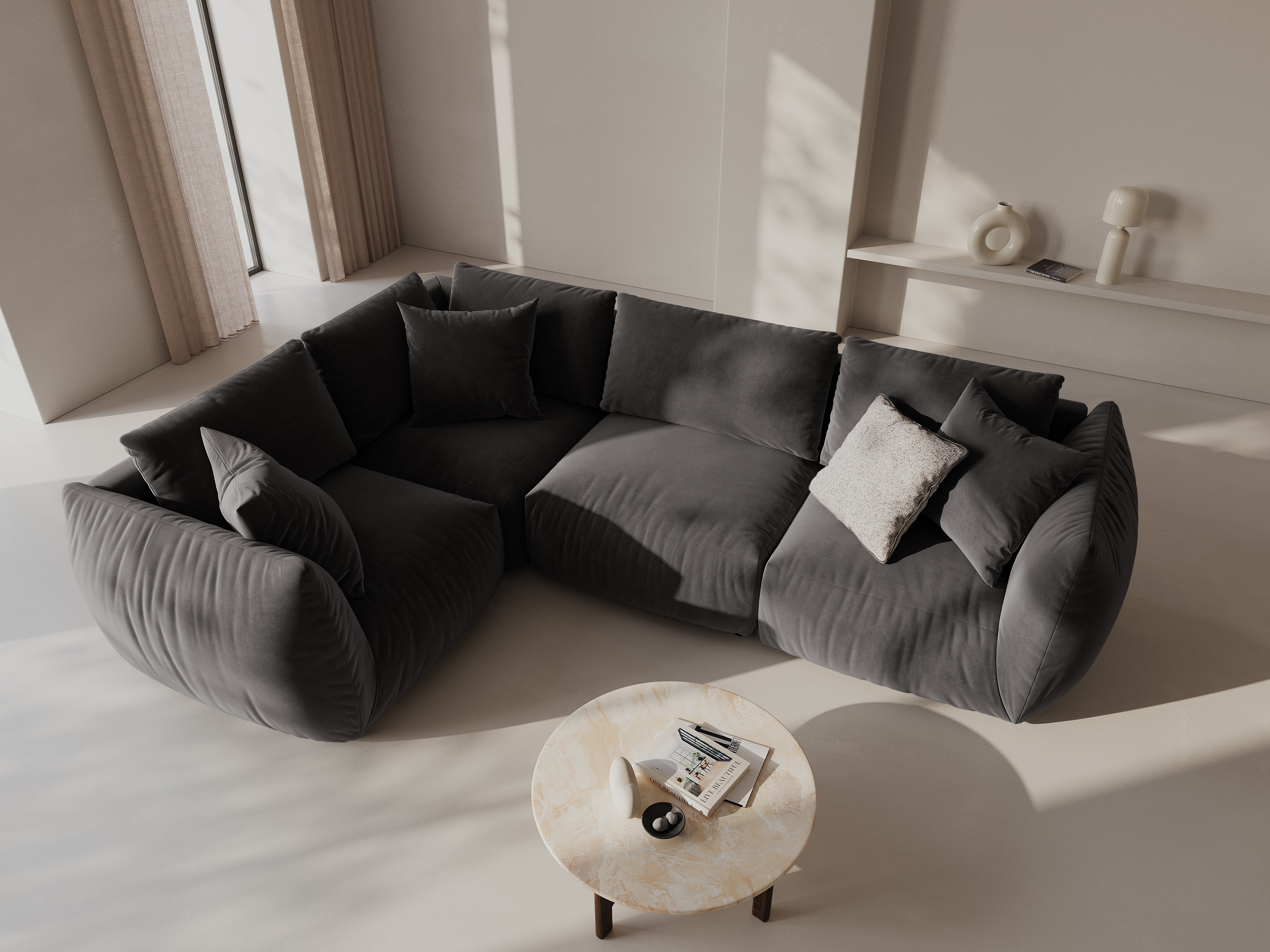 Kotna sedežna garnitura Chris 295x210cm, Material: Žamet