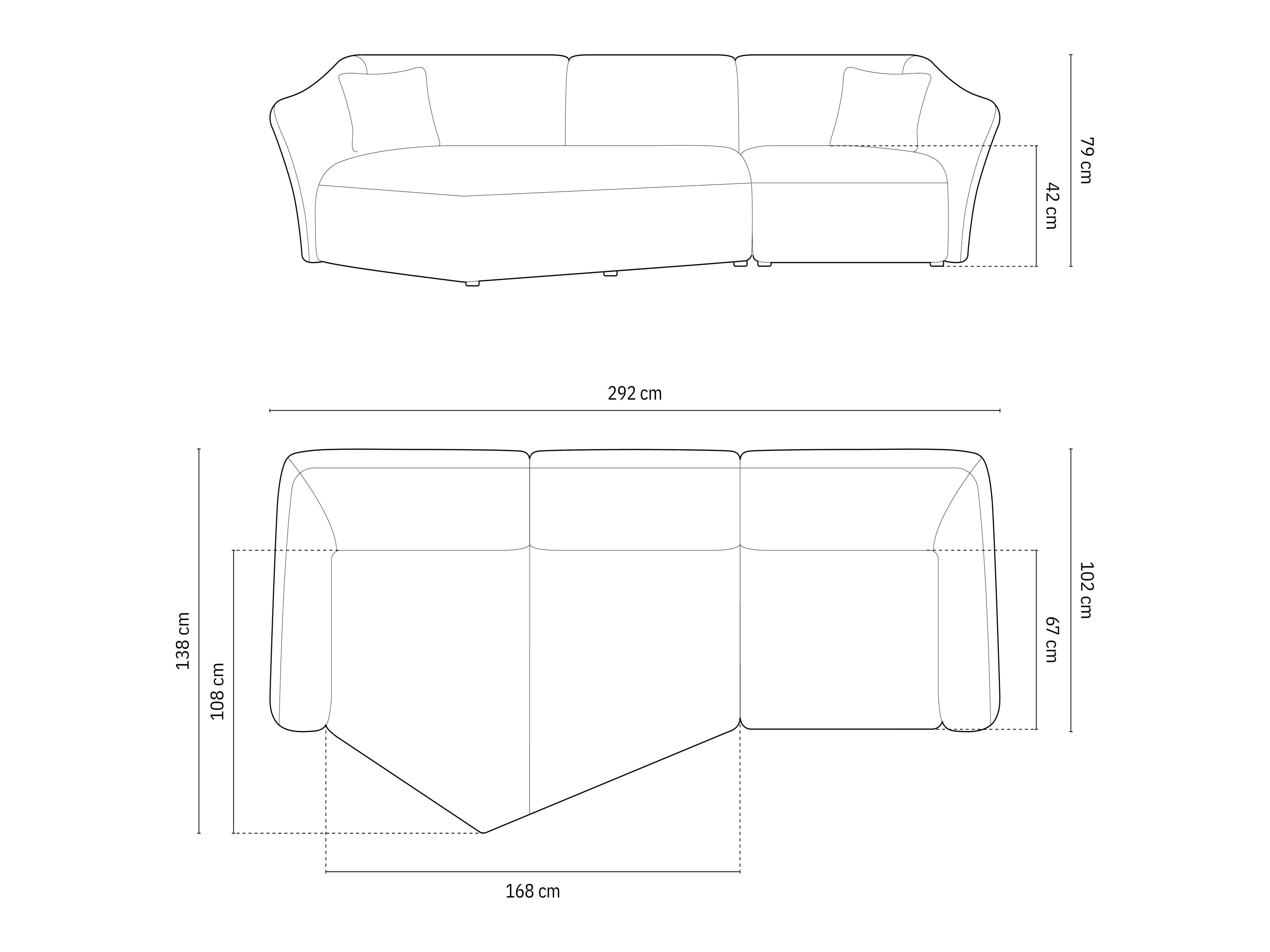 Kotna sedežna garnitura Hailey 292x138cm, Material: Bukle
