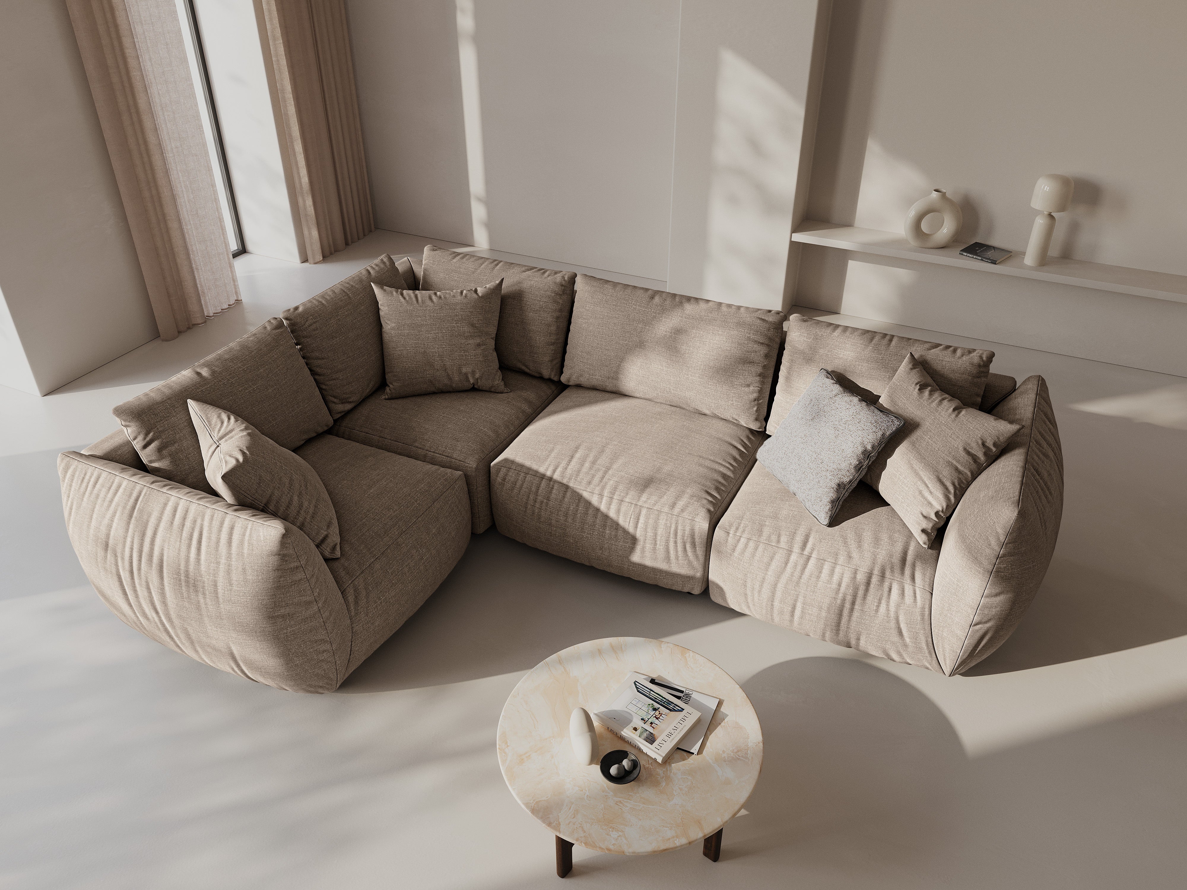 Kotna sedežna garnitura Chris 295x210cm, Material: Strukturirano blago