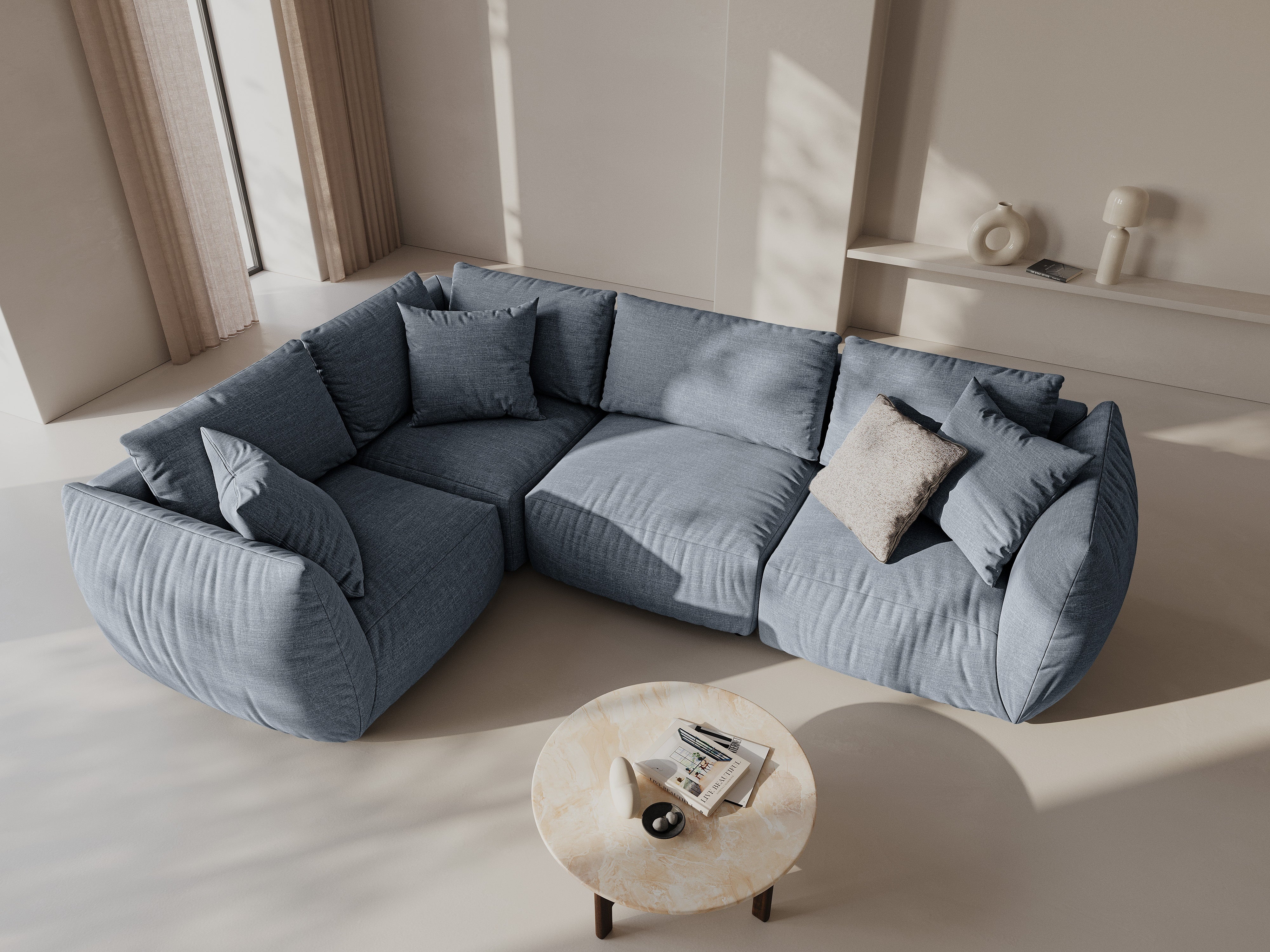 Kotna sedežna garnitura Chris 295x210cm, Material: Strukturirano blago