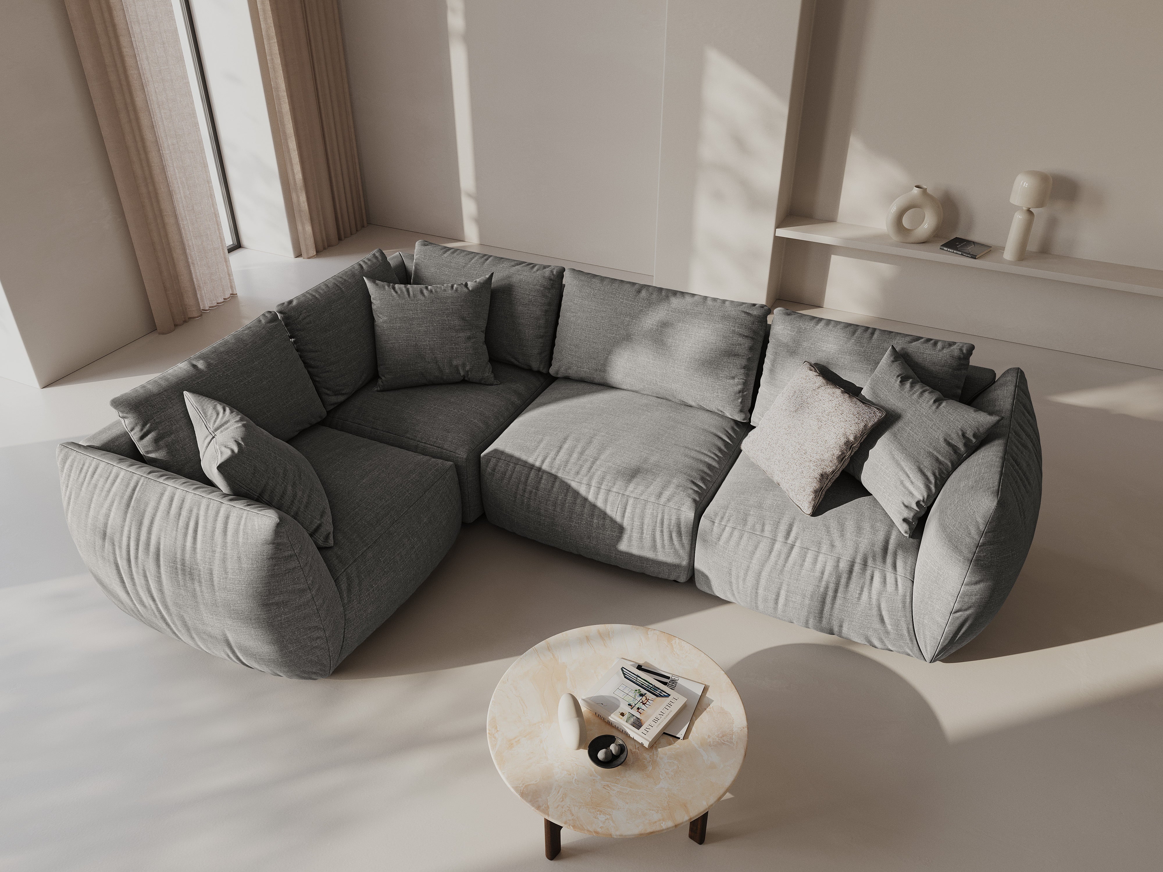 Kotna sedežna garnitura Chris 295x210cm, Material: Strukturirano blago