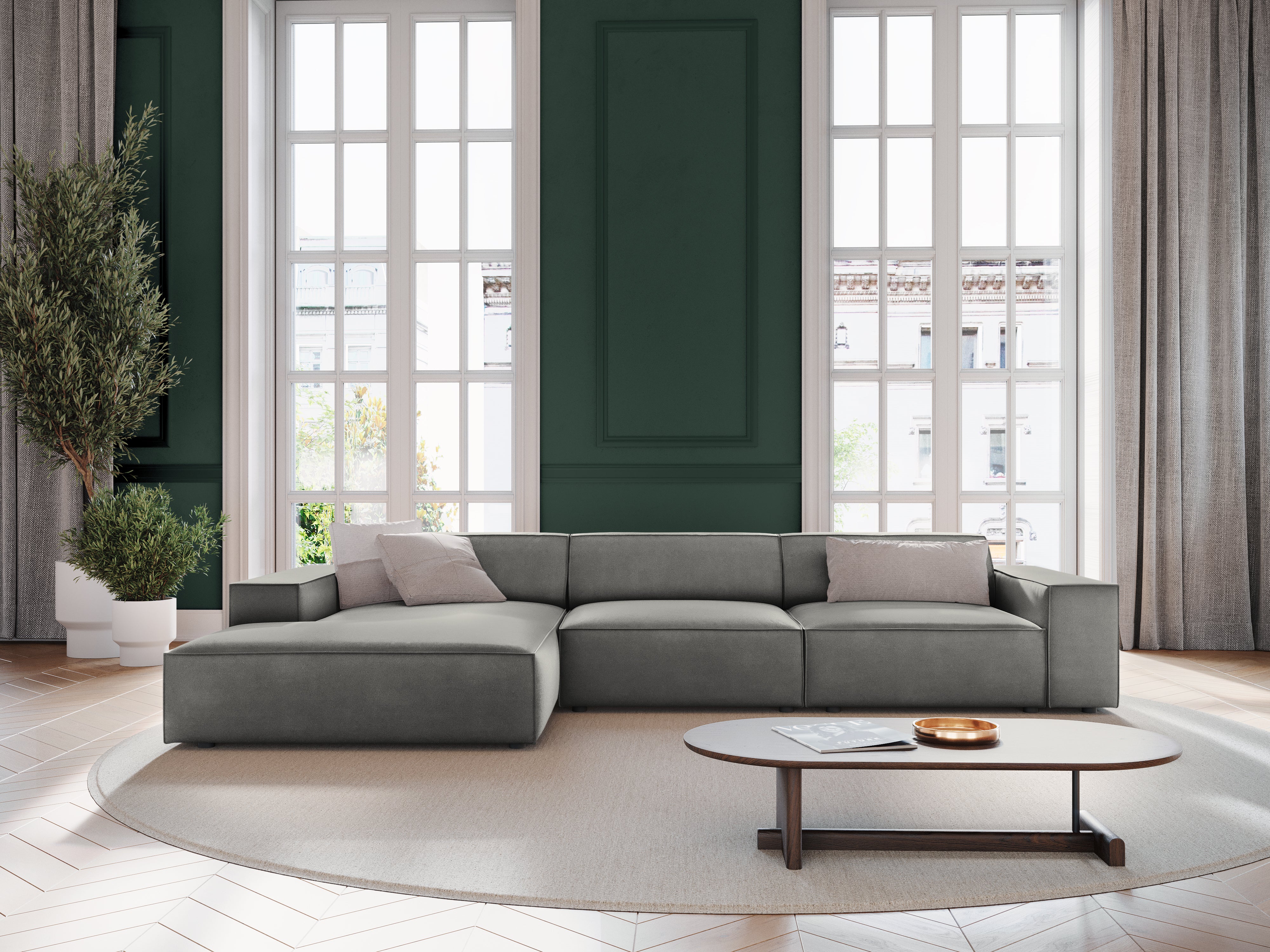 Kotna sedežna garnitura Jodie 284x166cm, Material: Žamet