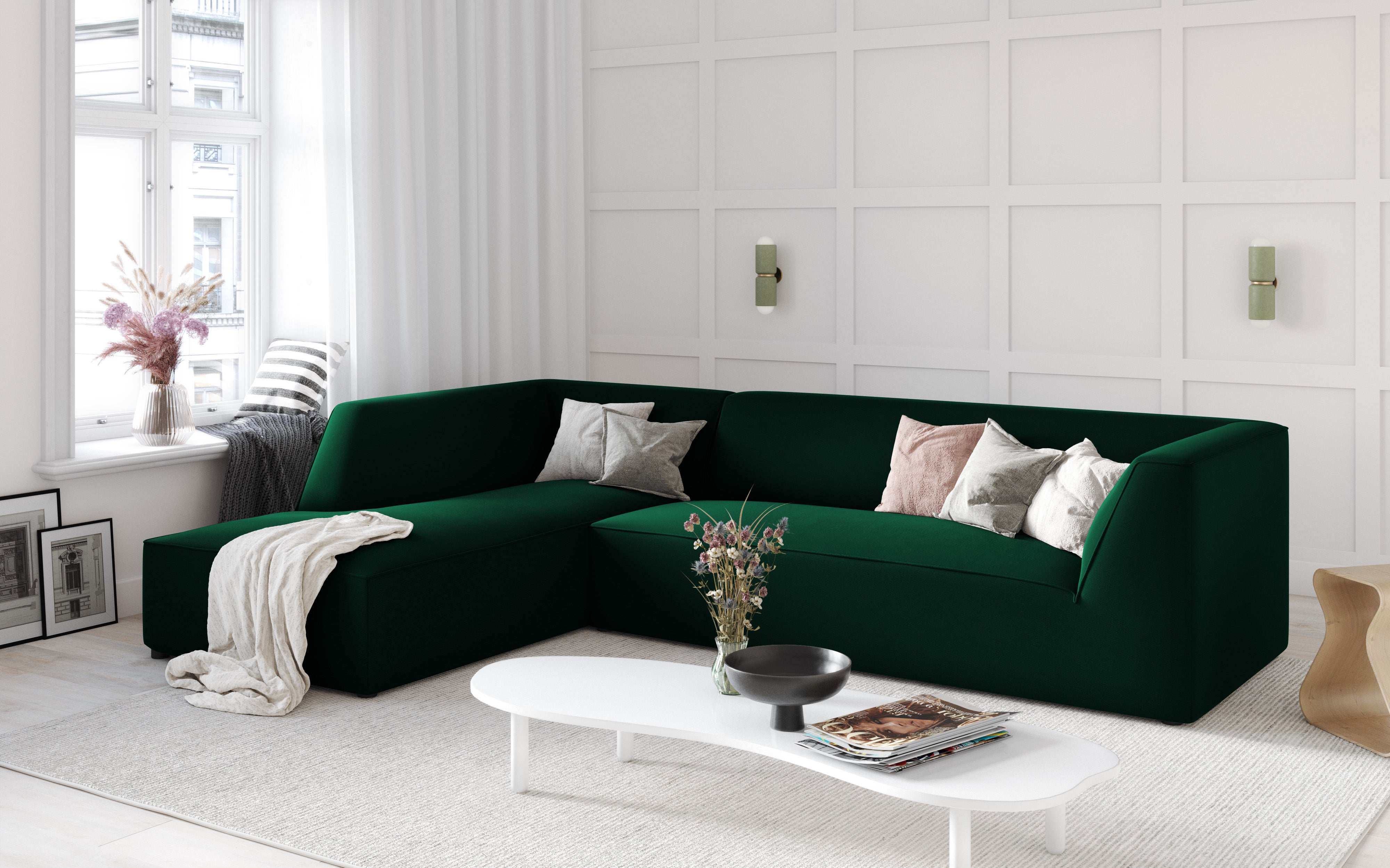 Kotna sedežna garnitura Ruby, 4 sedeži, 273x180cm, Material: Žamet