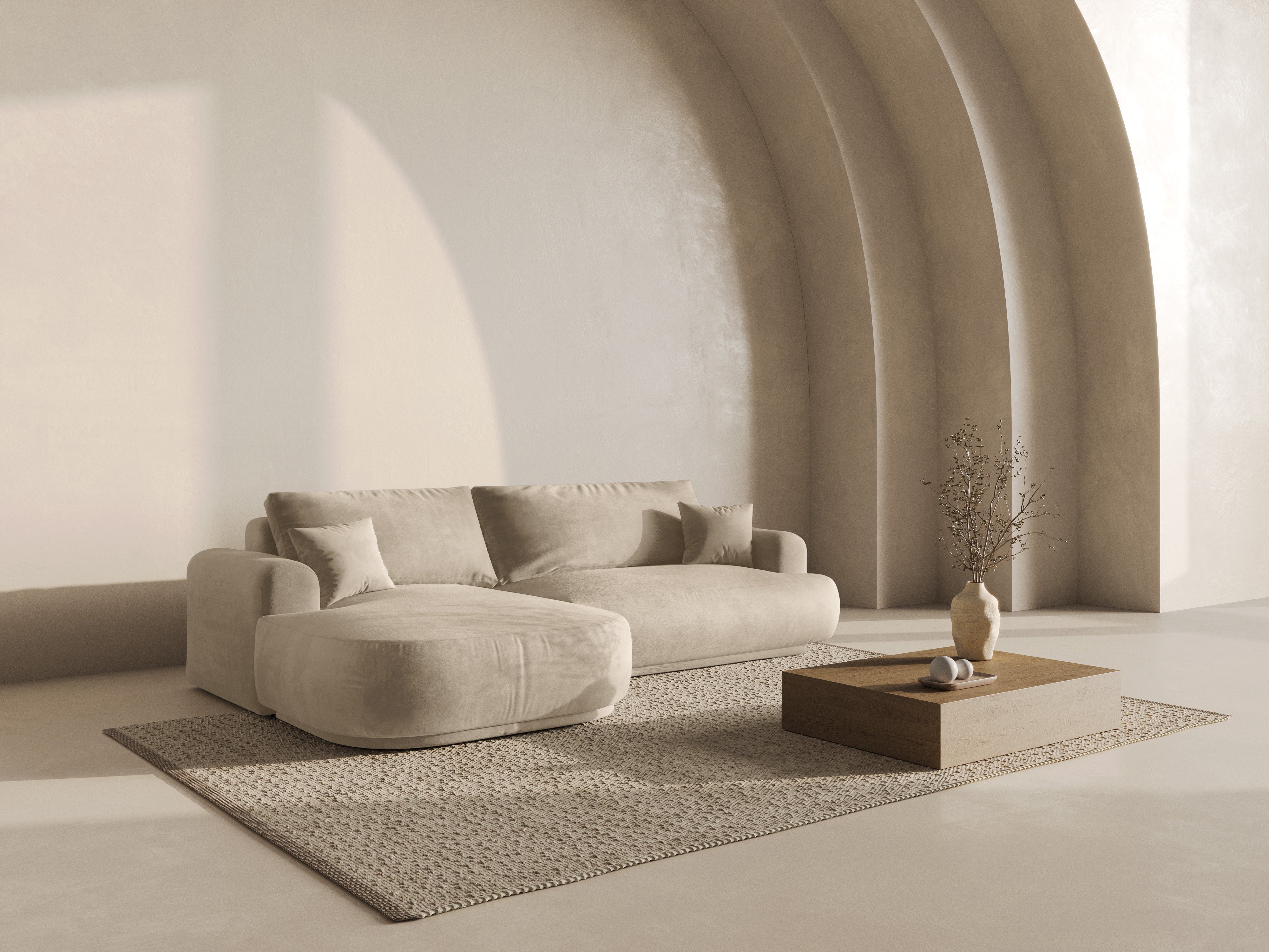 Kotna sedežna garnitura Ella 271x174cm, Material: Žamet