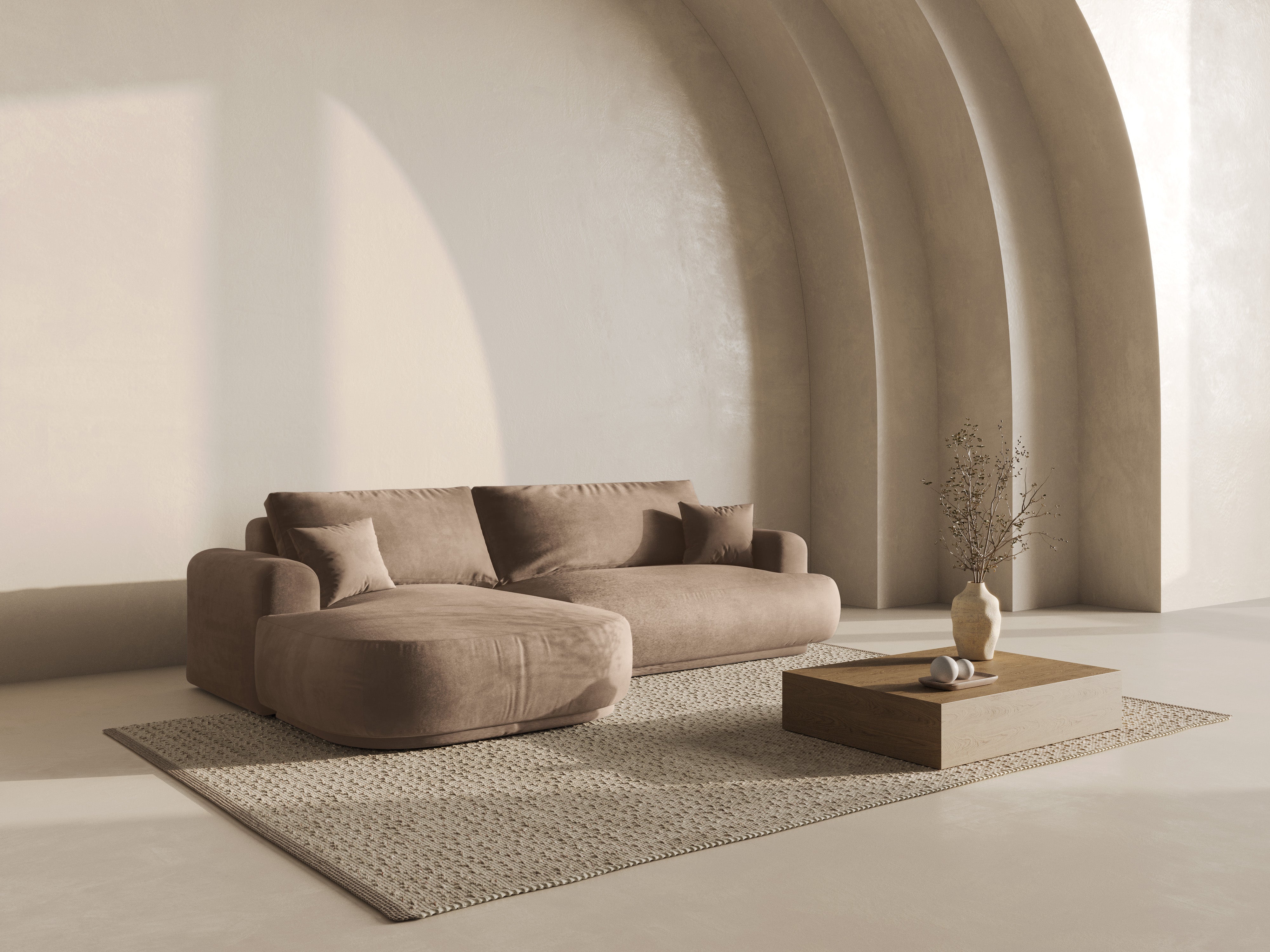 Kotna sedežna garnitura Ella 271x174cm, Material: Žamet