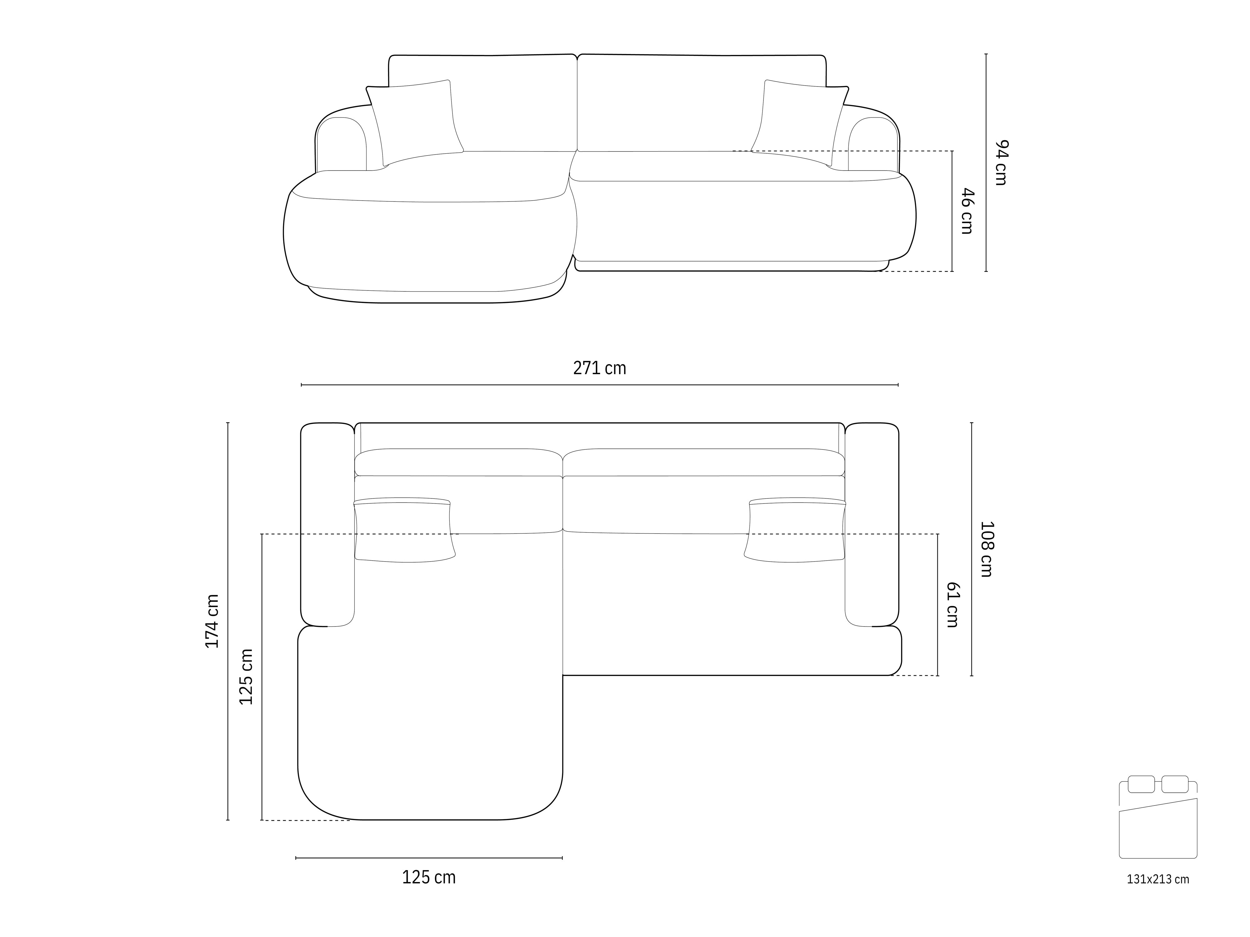 Kotna sedežna garnitura Ella 271x174cm, Material: Žamet