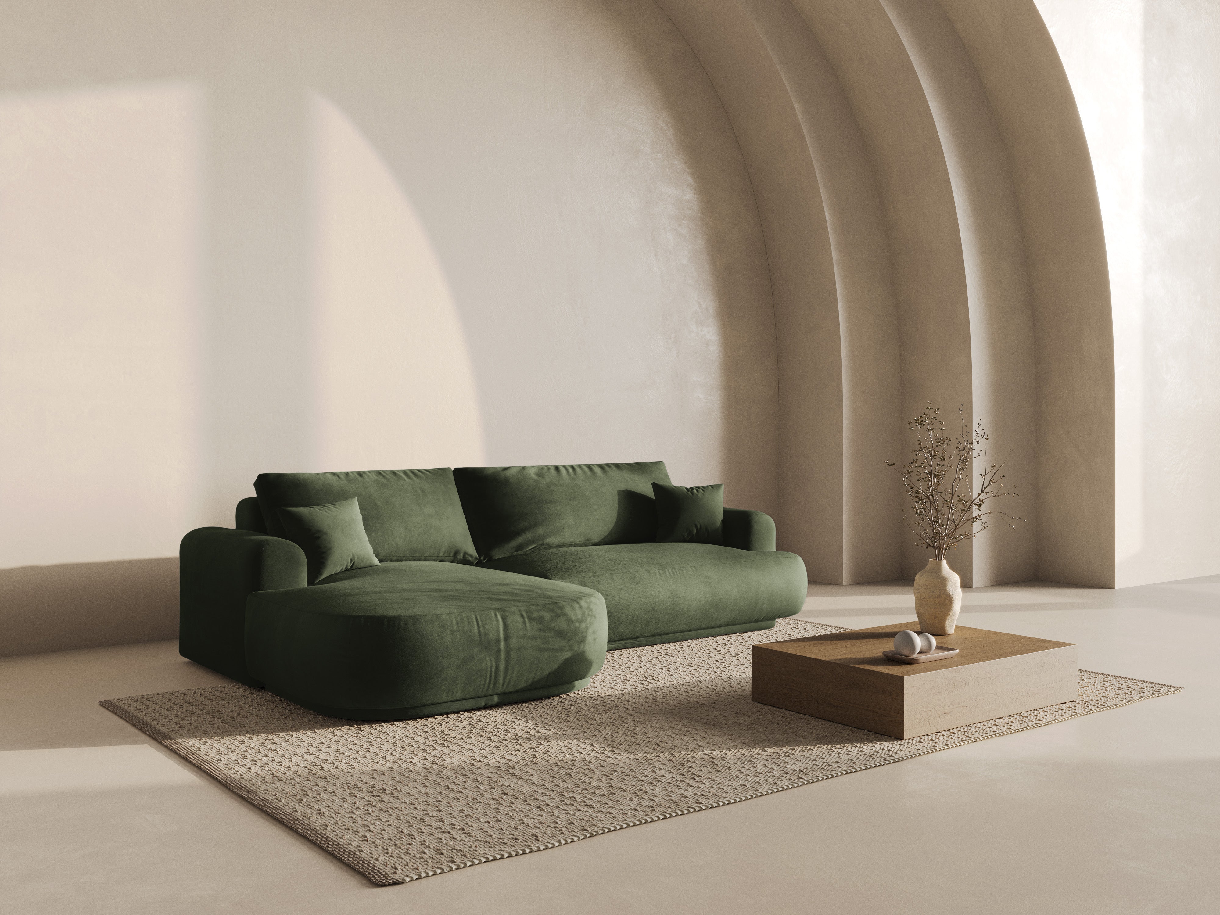 Kotna sedežna garnitura Ella 271x174cm, Material: Žamet