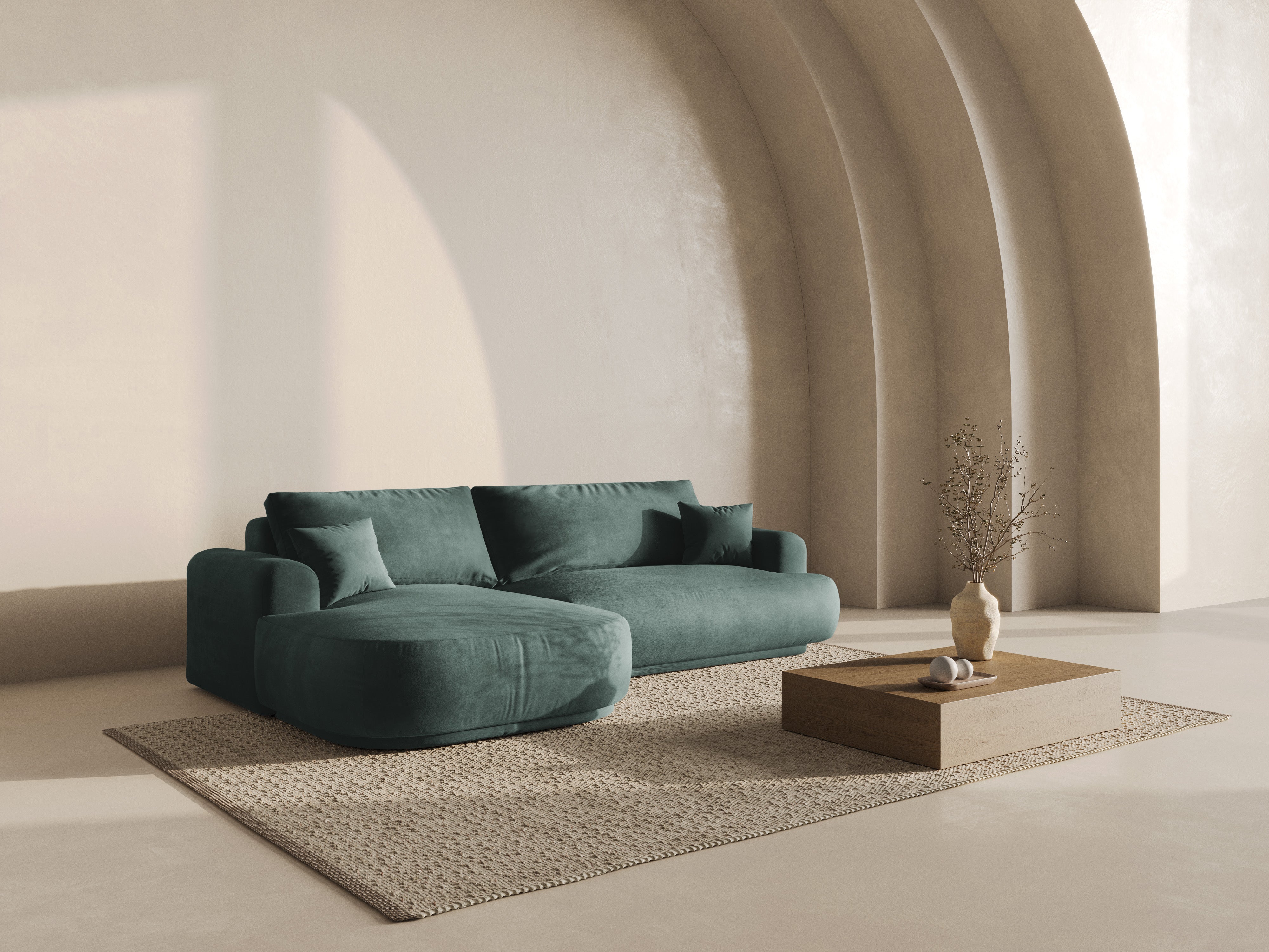 Kotna sedežna garnitura Ella 271x174cm, Material: Žamet