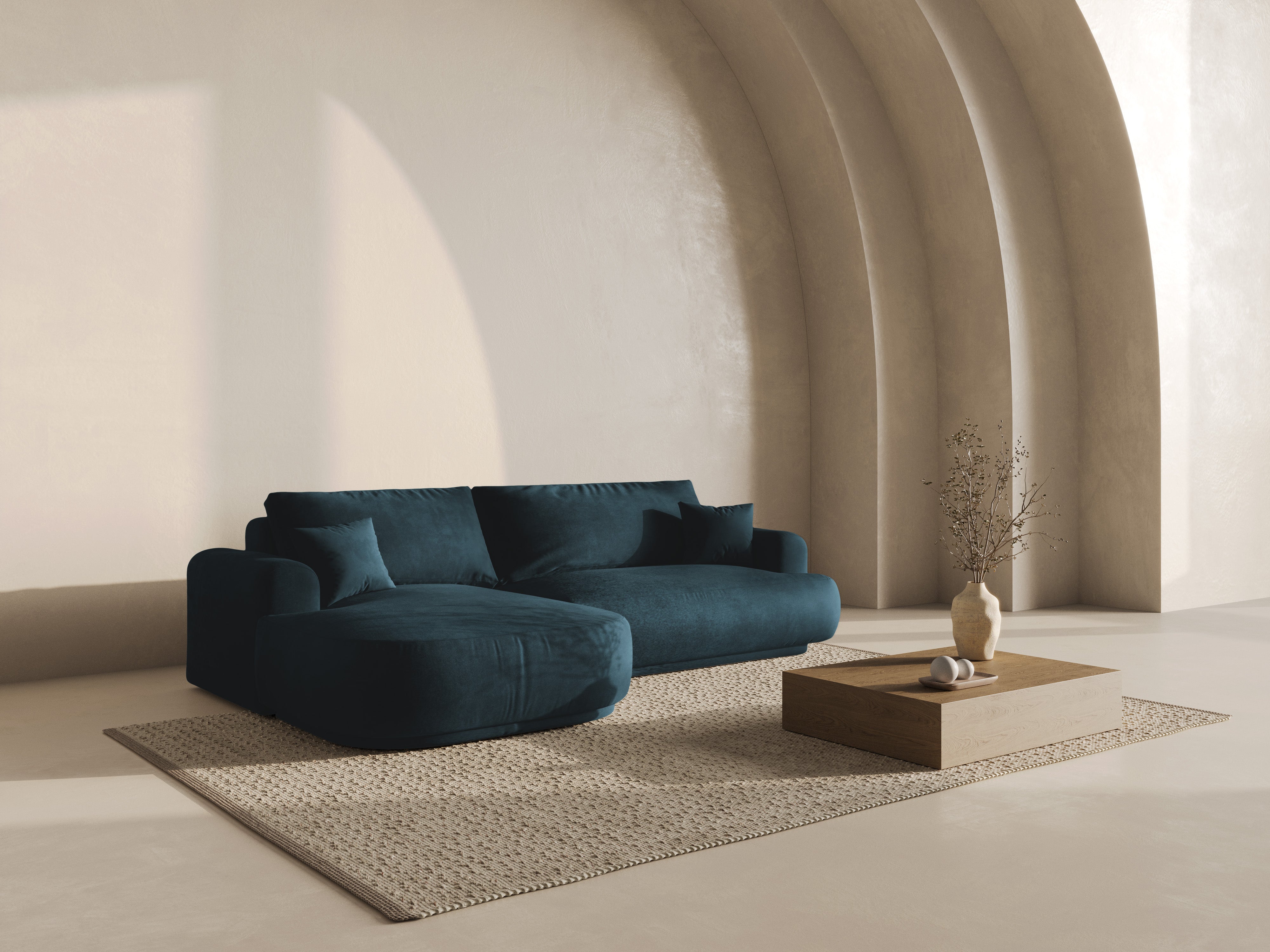 Kotna sedežna garnitura Ella 271x174cm, Material: Žamet