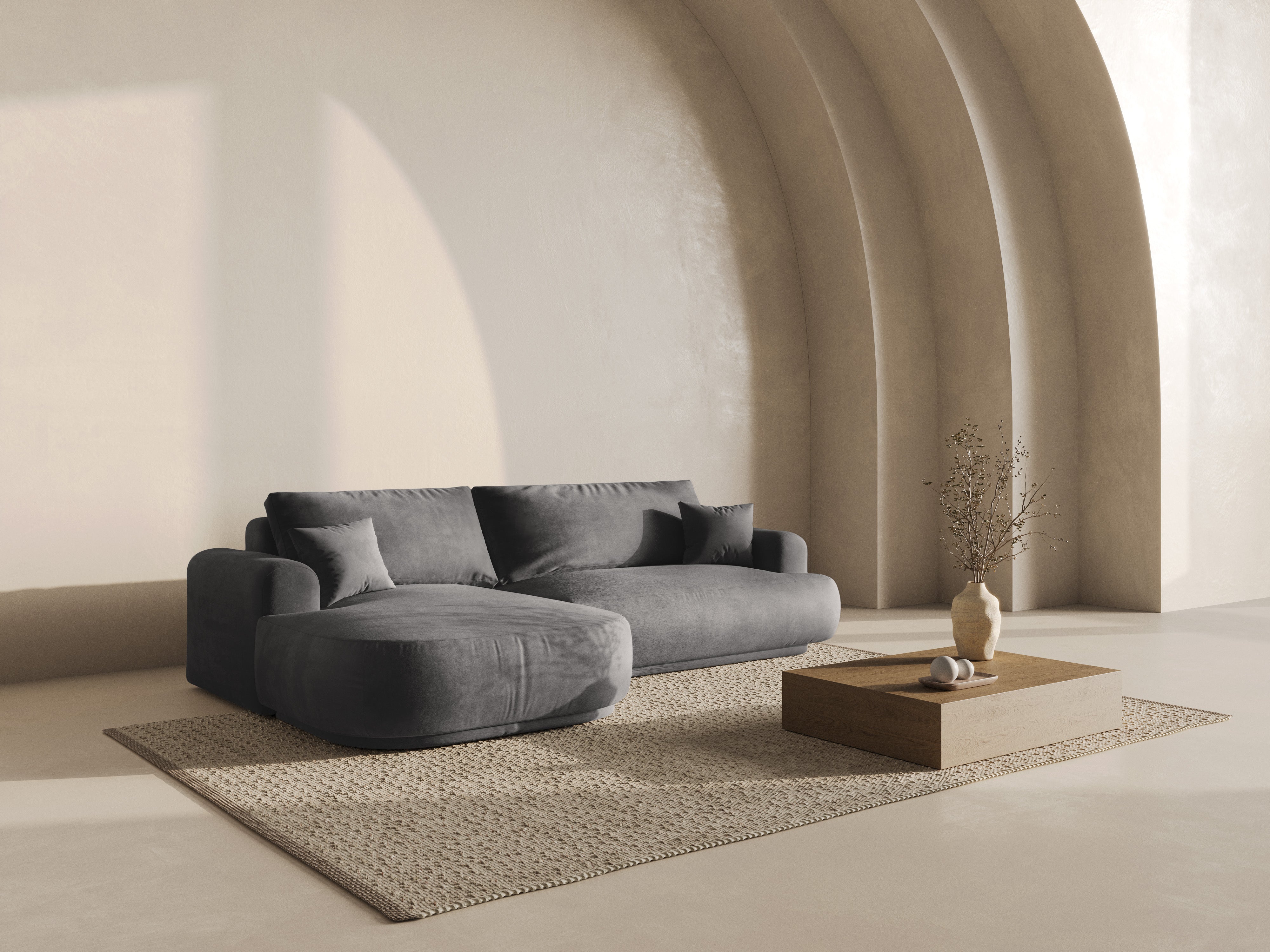 Kotna sedežna garnitura Ella 271x174cm, Material: Žamet