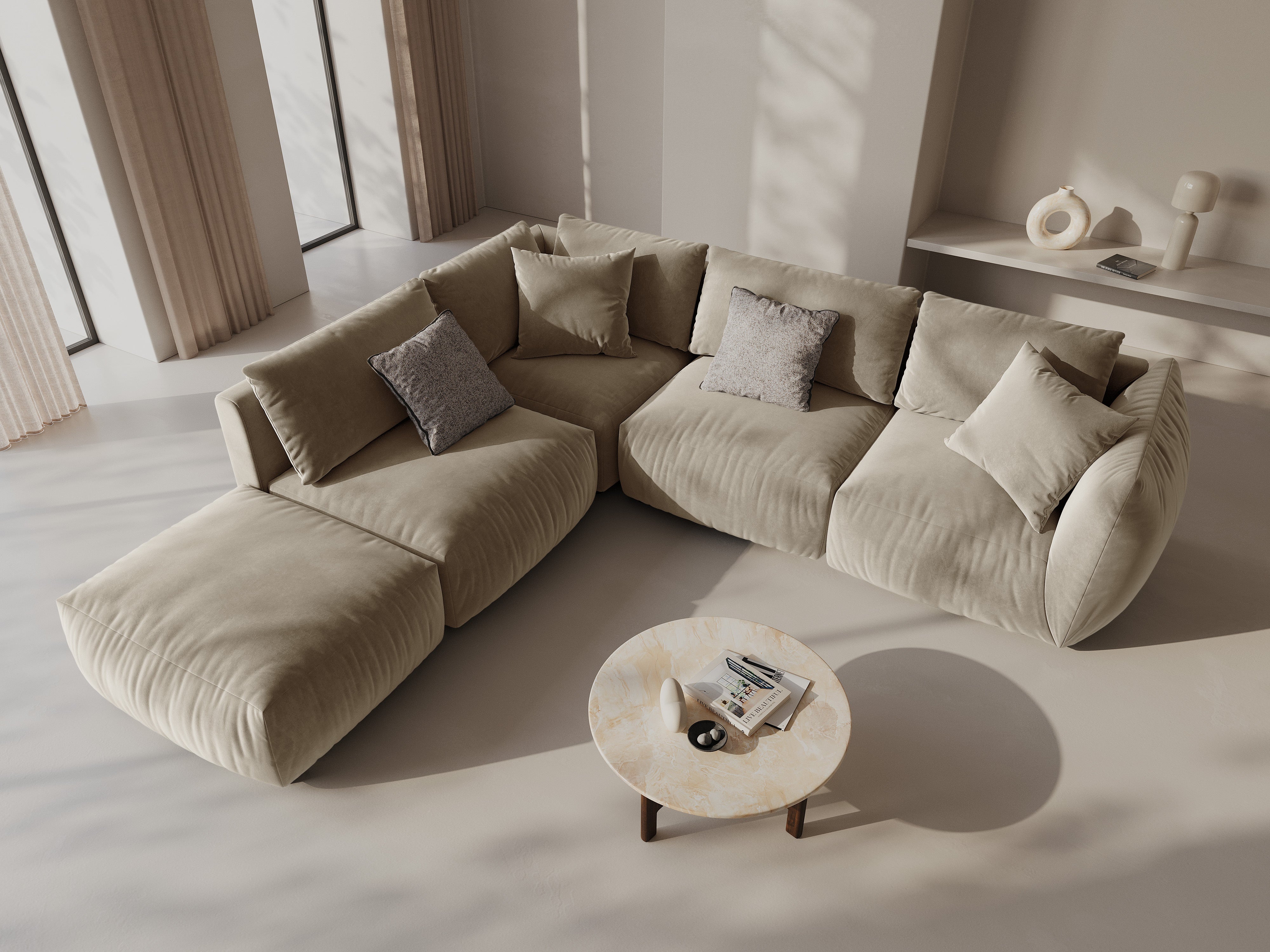 Kotna sedežna garnitura Chris 295x290cm, Material: Žamet