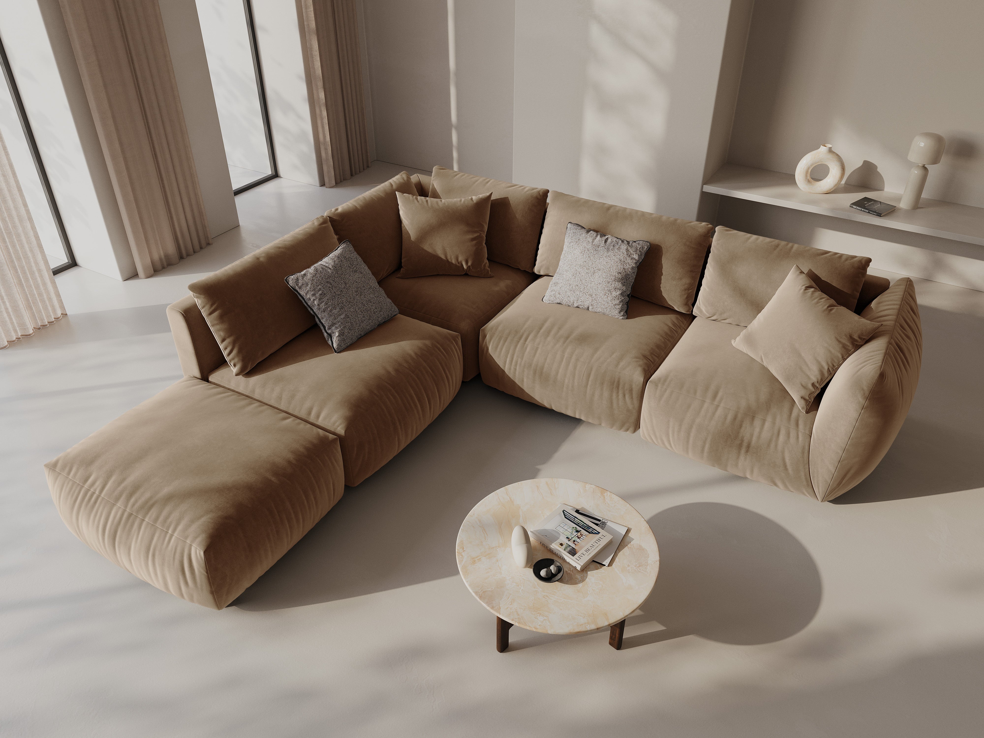 Kotna sedežna garnitura Chris 295x290cm, Material: Žamet