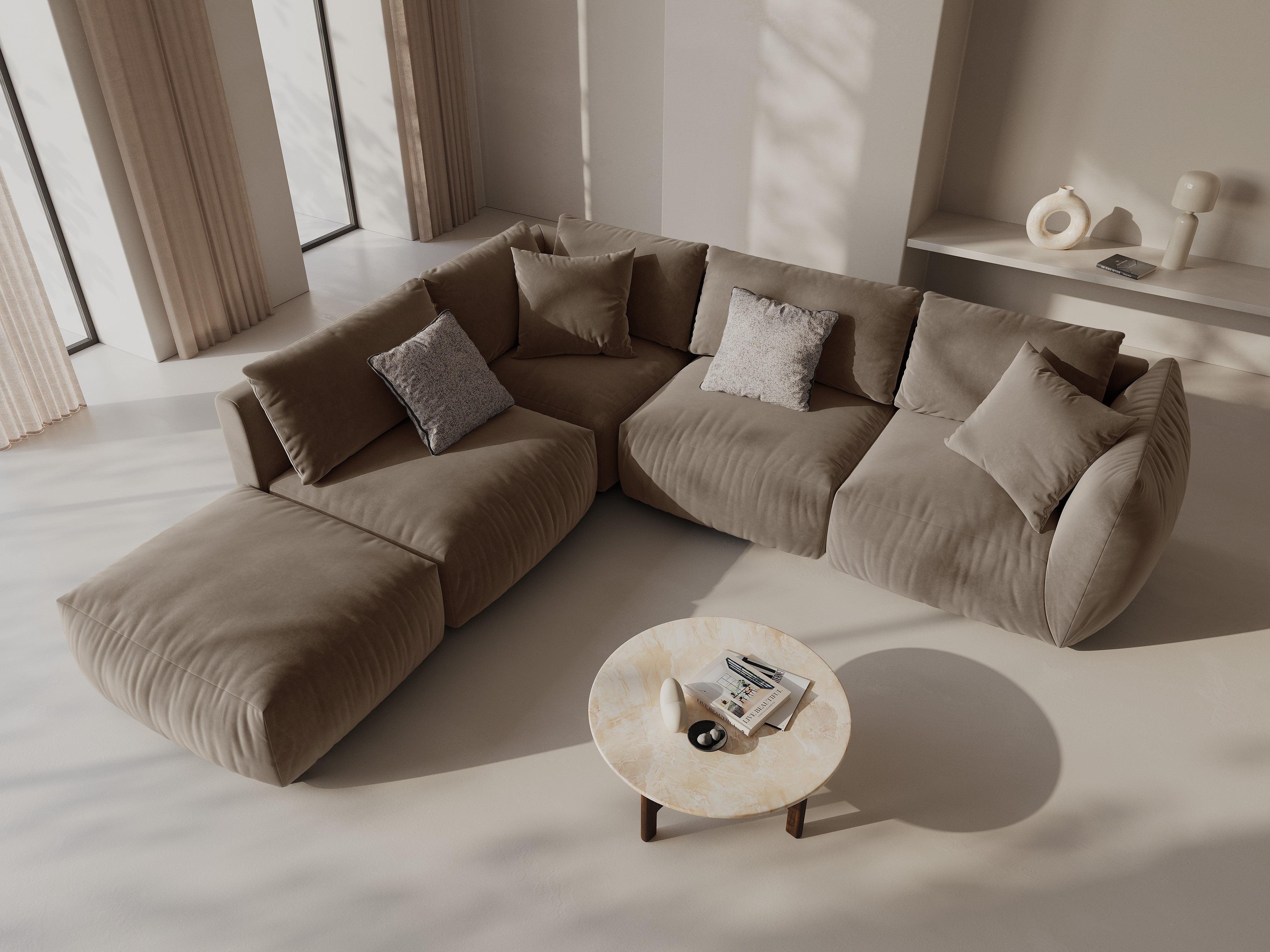 Kotna sedežna garnitura Chris 295x290cm, Material: Žamet