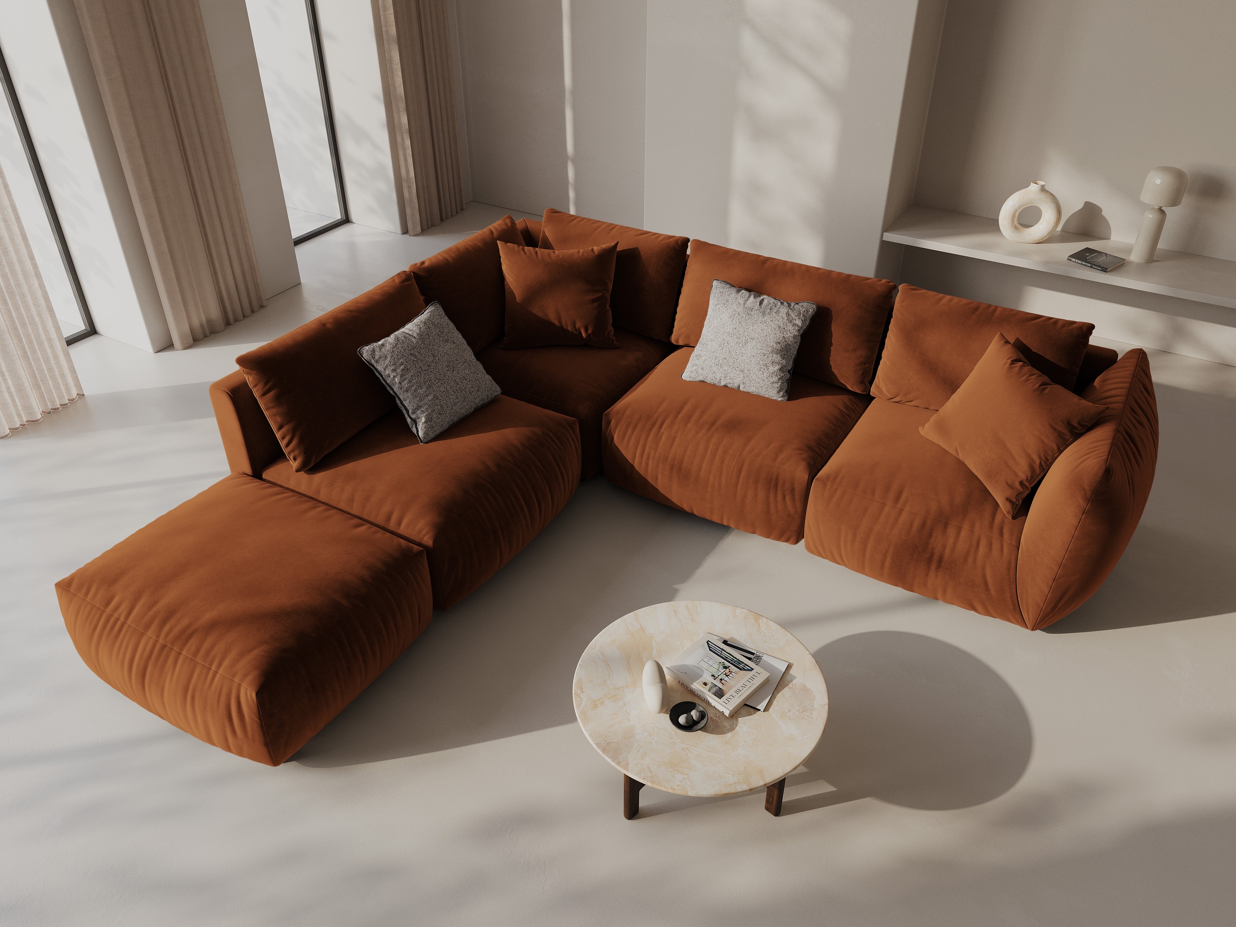 Kotna sedežna garnitura Chris 295x290cm, Material: Žamet