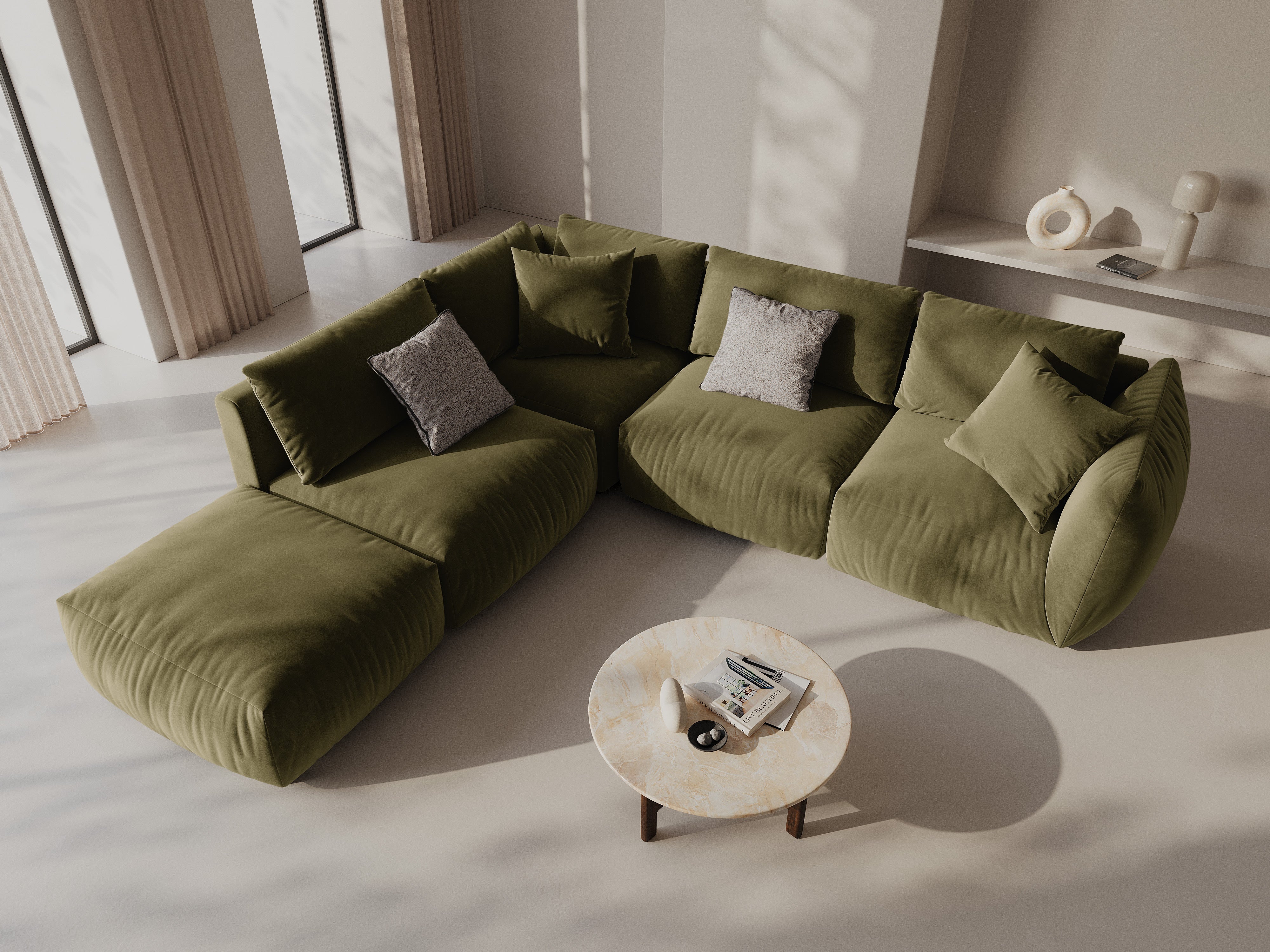 Kotna sedežna garnitura Chris 295x290cm, Material: Žamet