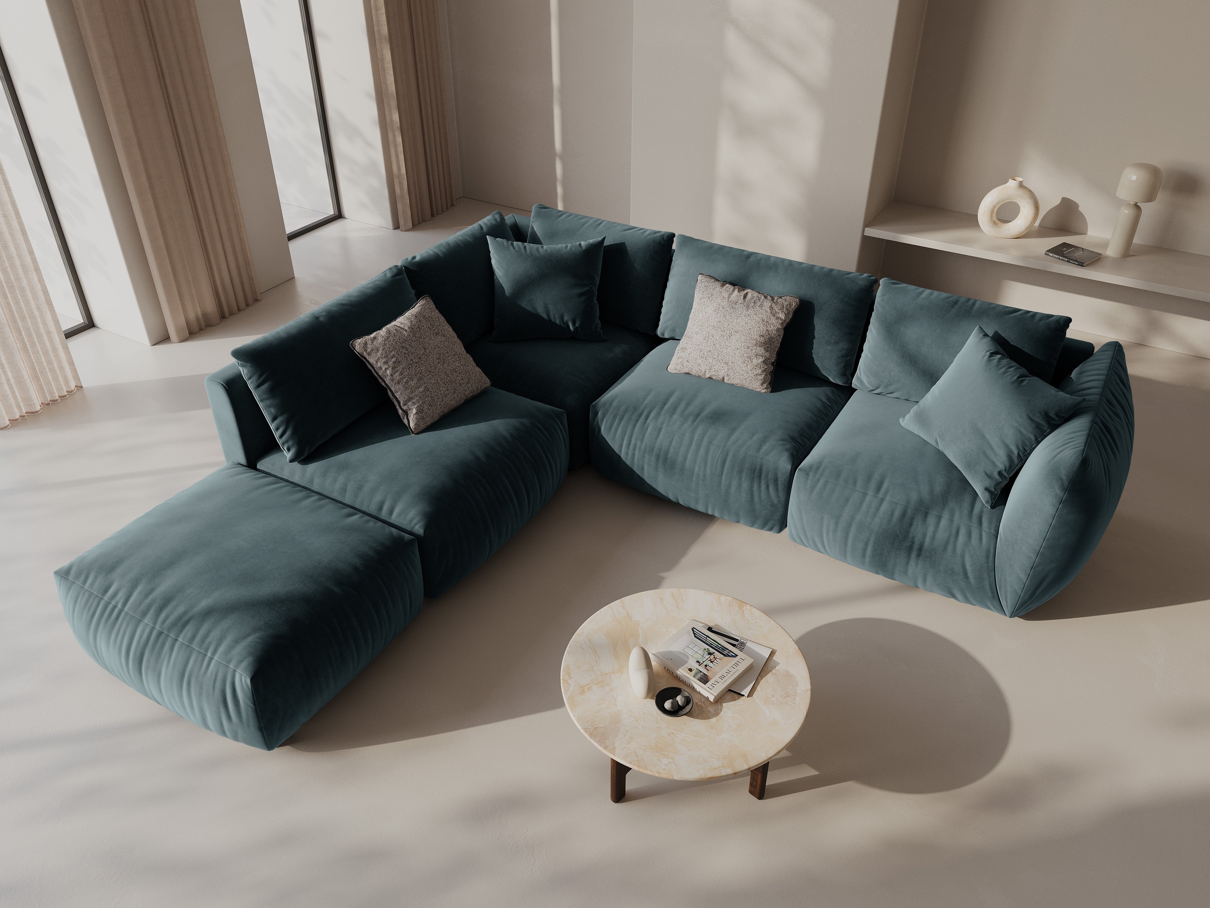 Kotna sedežna garnitura Chris 295x290cm, Material: Žamet