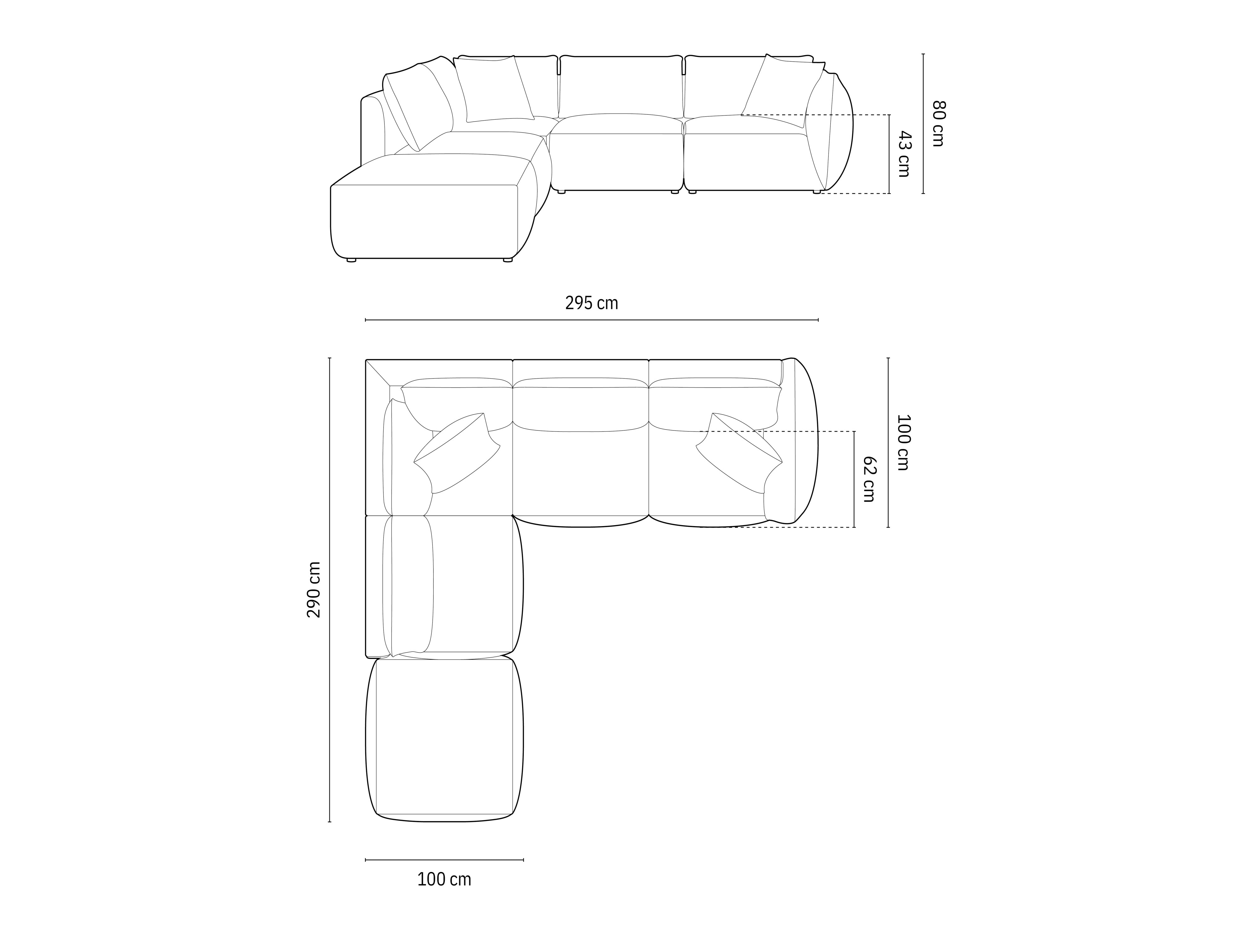 Kotna sedežna garnitura Chris 295x290cm, Material: Žamet