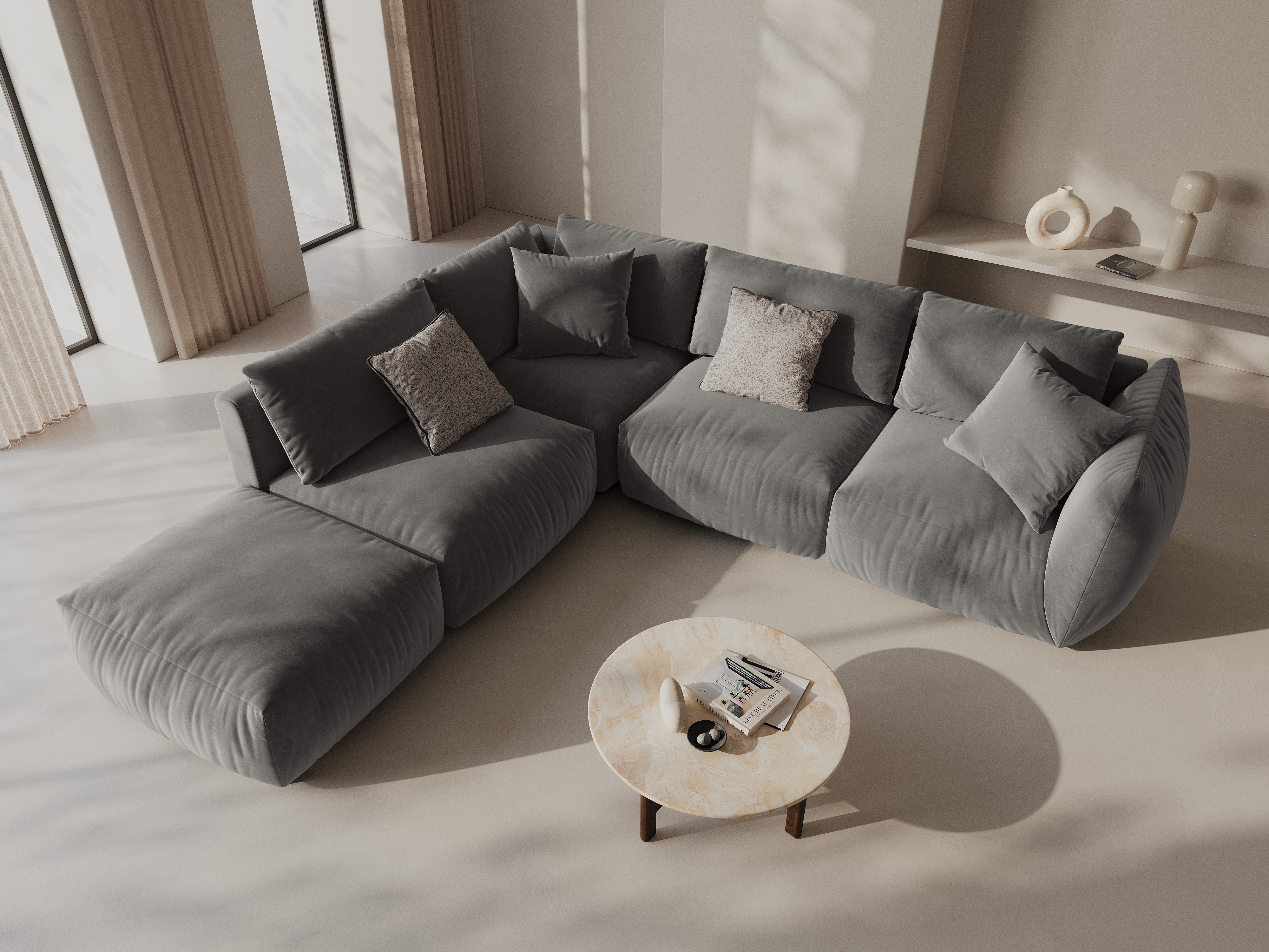 Kotna sedežna garnitura Chris 295x290cm, Material: Žamet