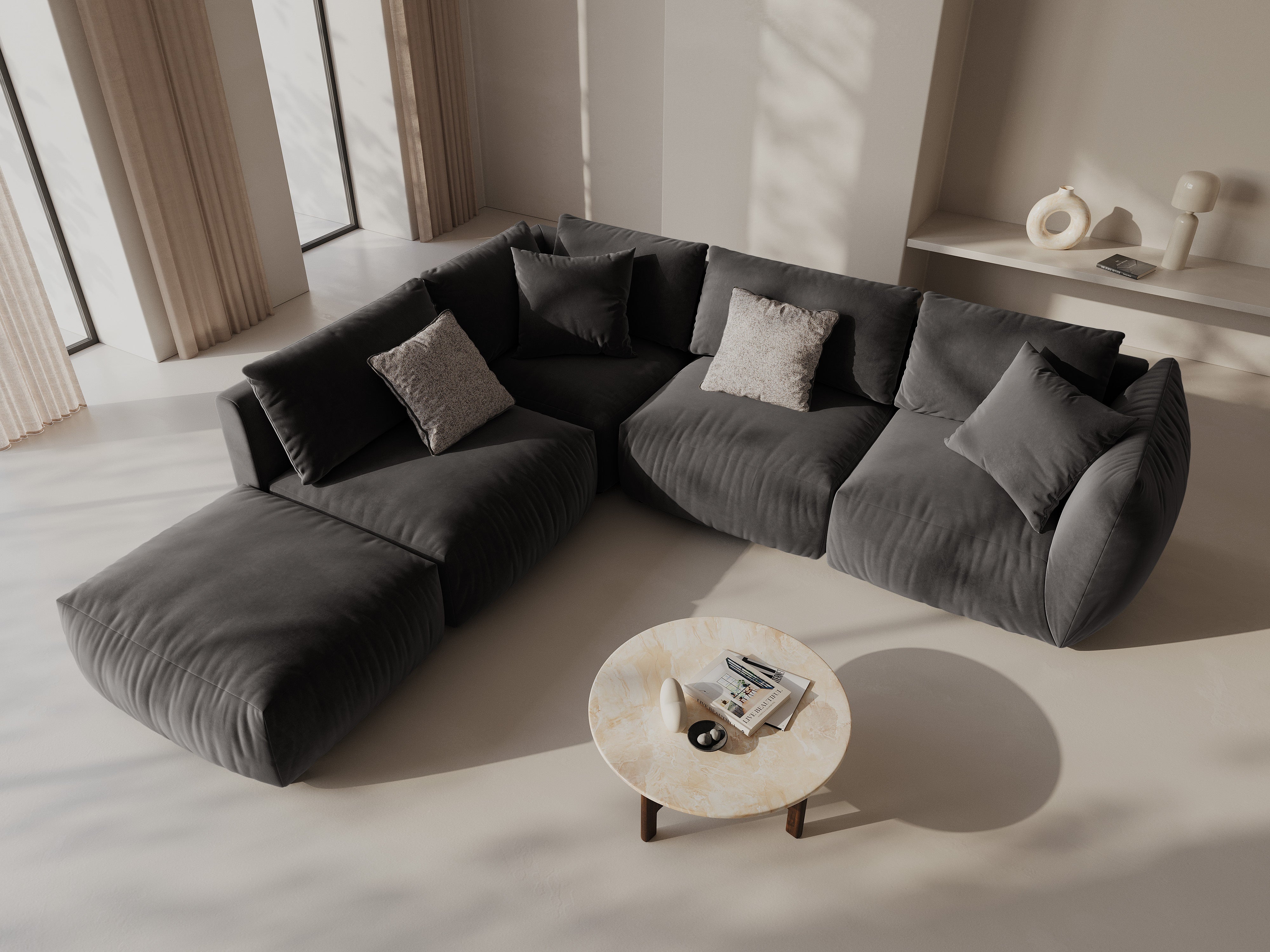 Kotna sedežna garnitura Chris 295x290cm, Material: Žamet