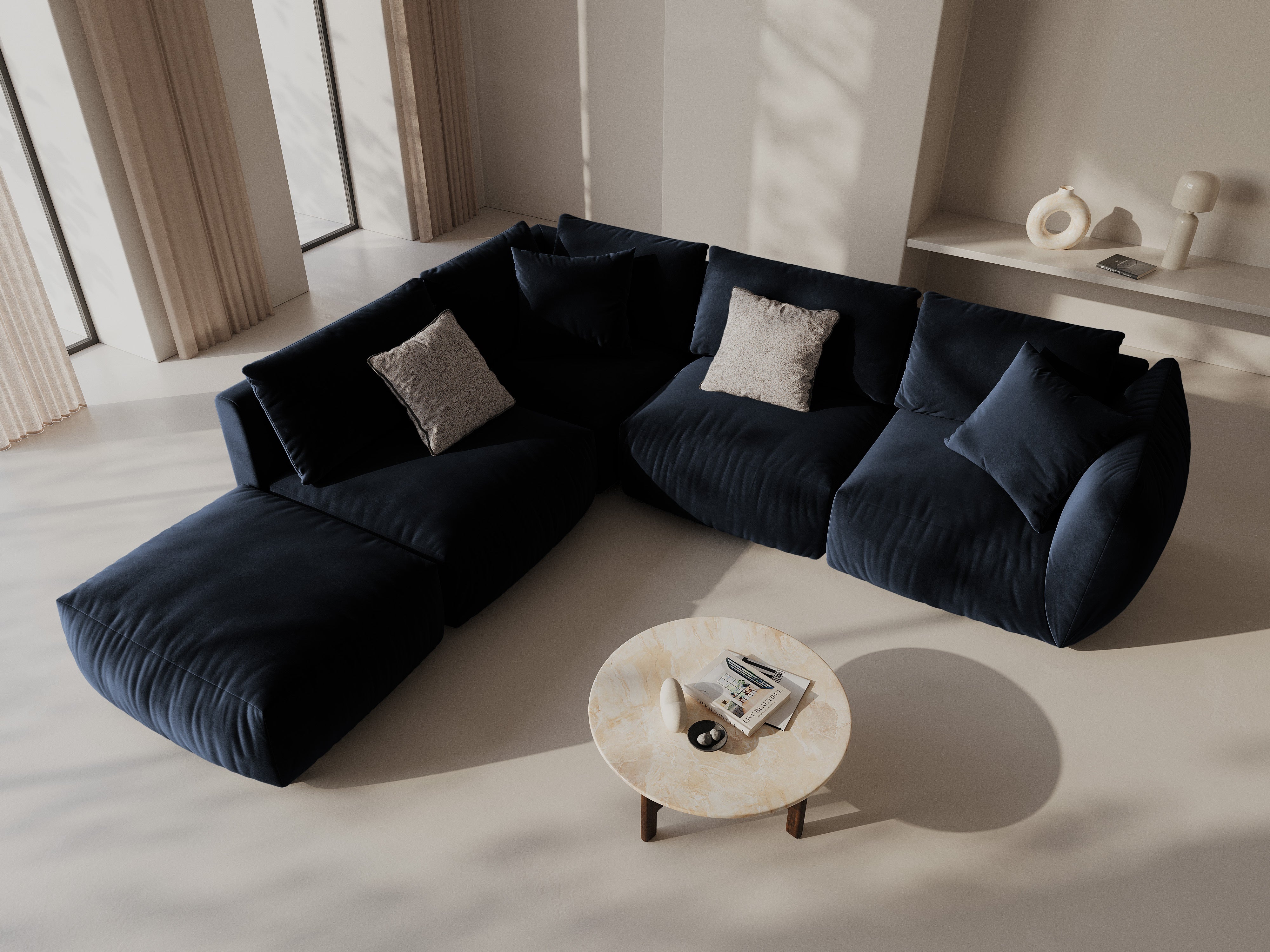 Kotna sedežna garnitura Chris 295x290cm, Material: Žamet