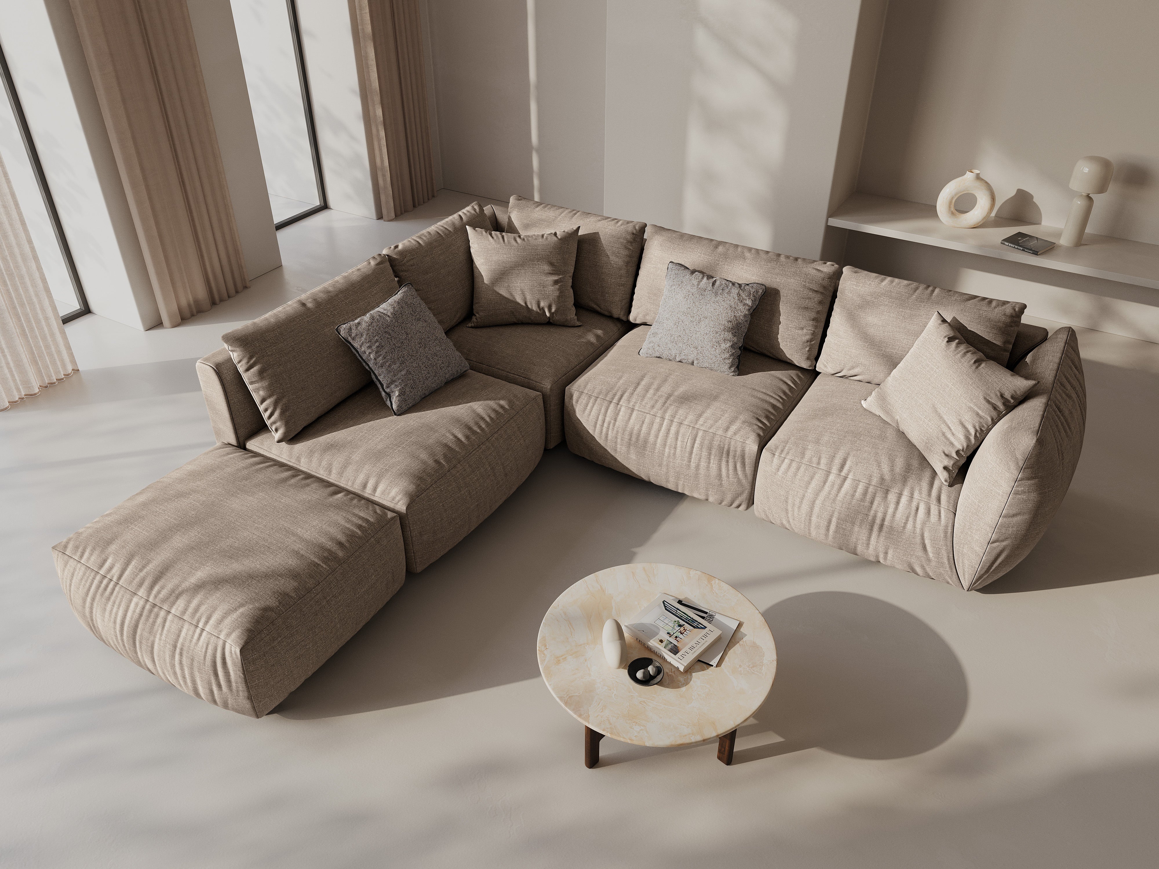 Kotna sedežna garnitura Chris 295x290cm, Material: Strukturirano blago