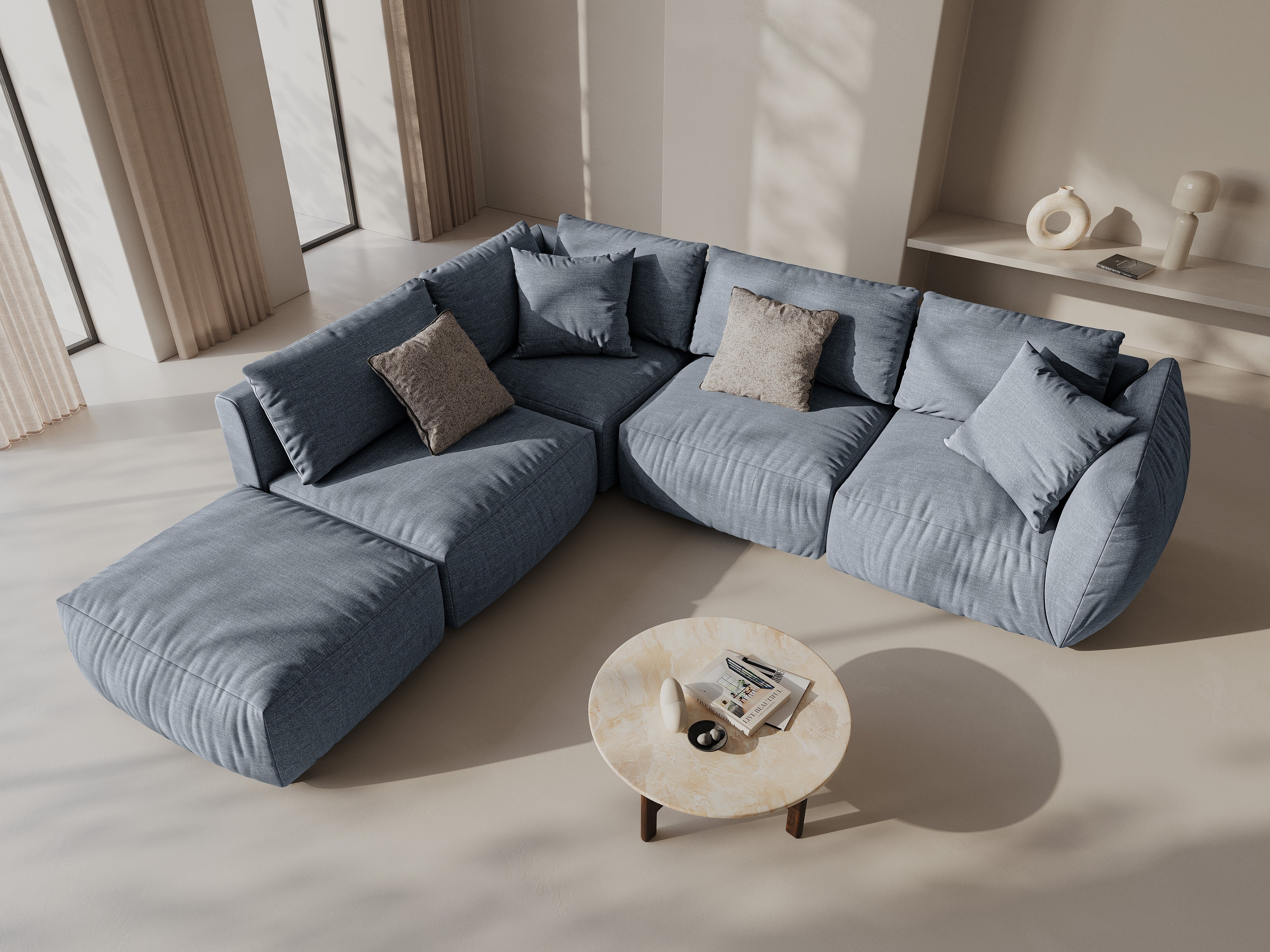 Kotna sedežna garnitura Chris 295x290cm, Material: Strukturirano blago