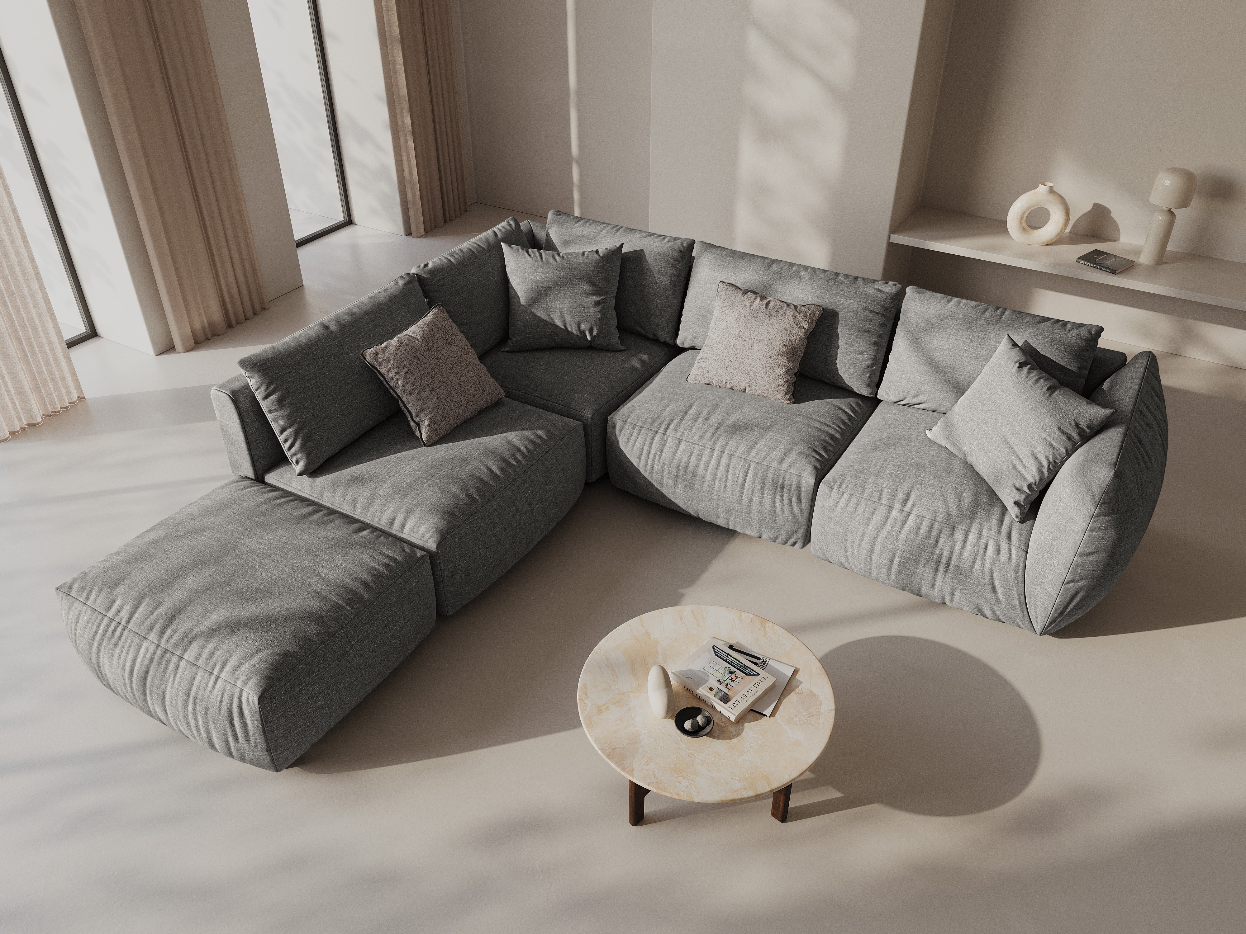 Kotna sedežna garnitura Chris 295x290cm, Material: Strukturirano blago