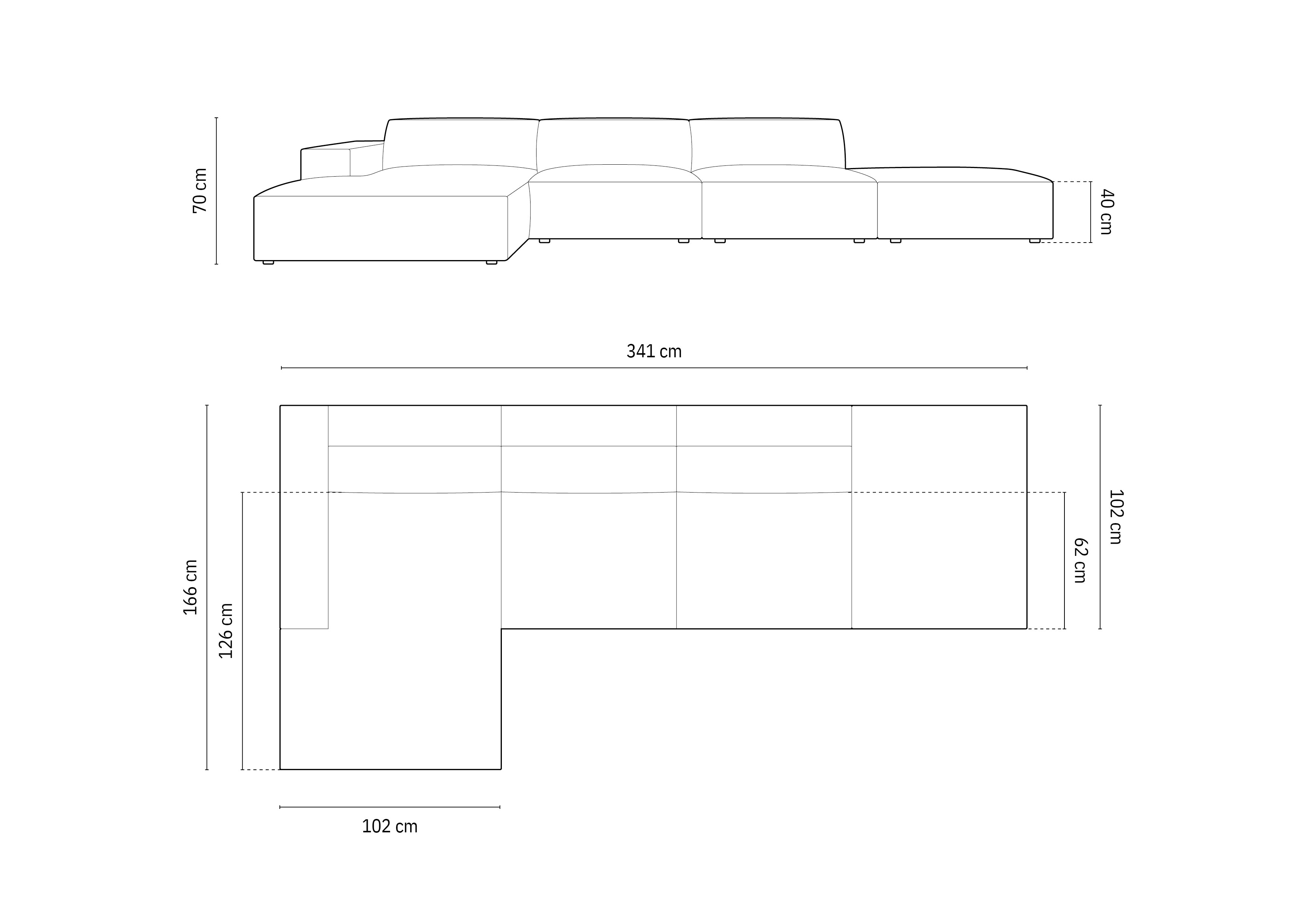 Kotna sedežna garnitura Jodie 341x166cm, Material: Žamet