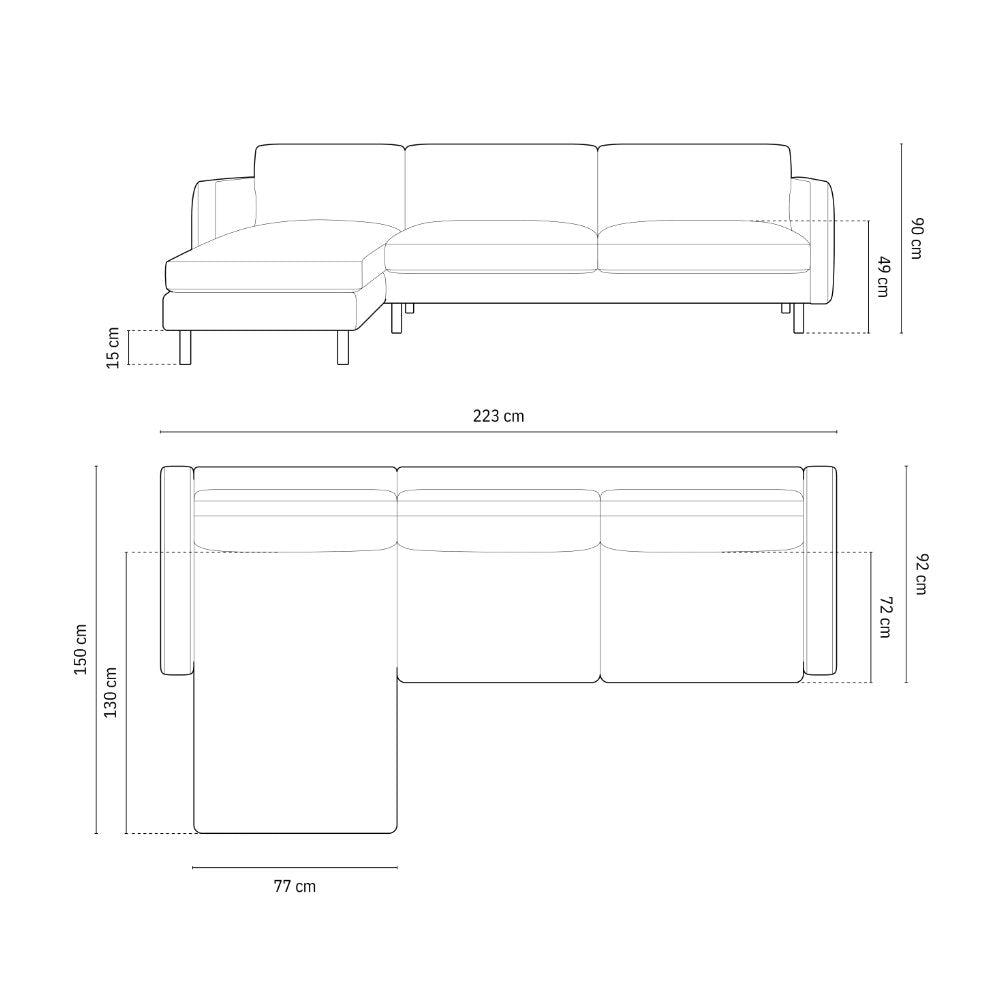 Kotna garnitura Eden 223x150cm, Material: Strukturirana tkanina
