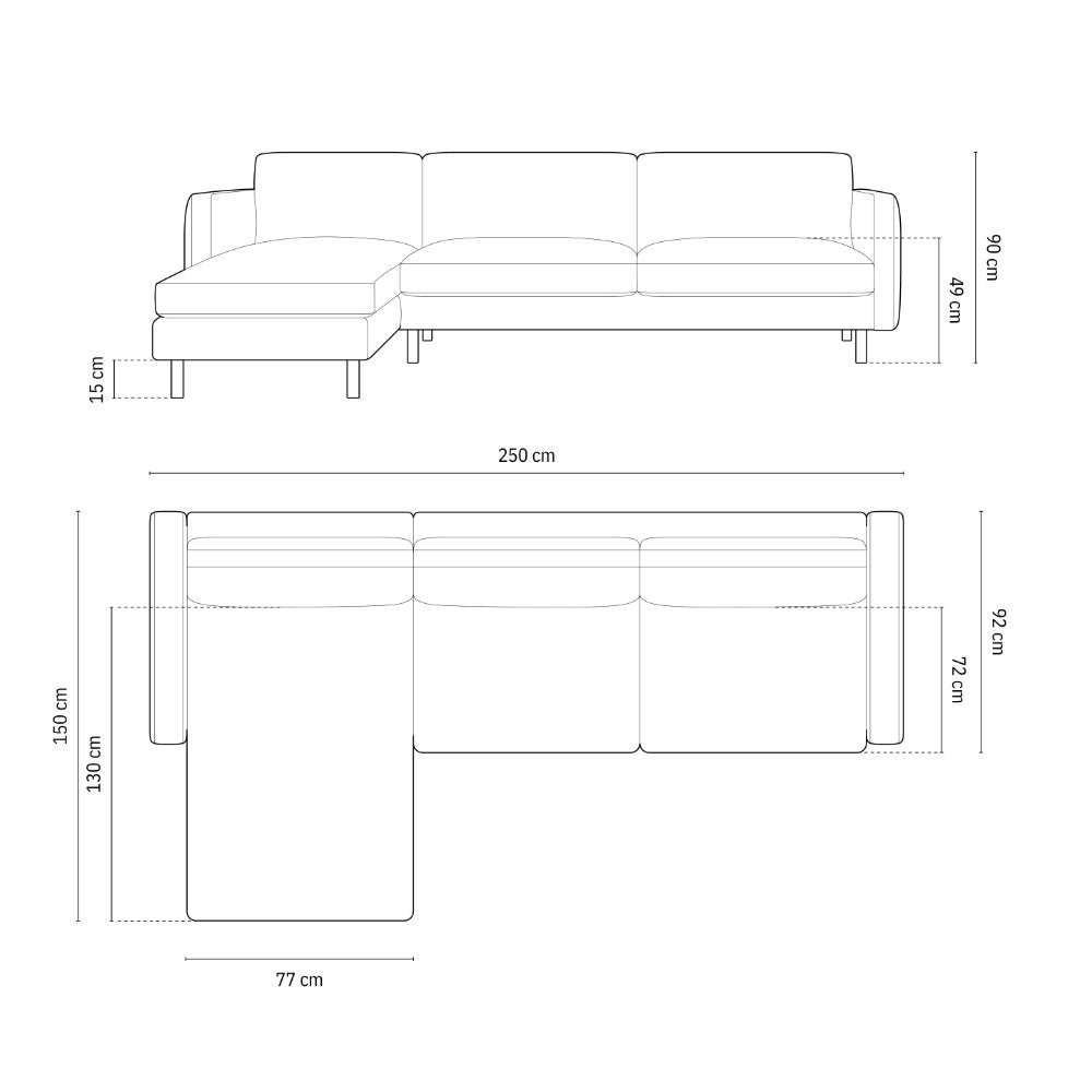 Kotna garnitura Eden 250x150cm, Material: Strukturirana tkanina