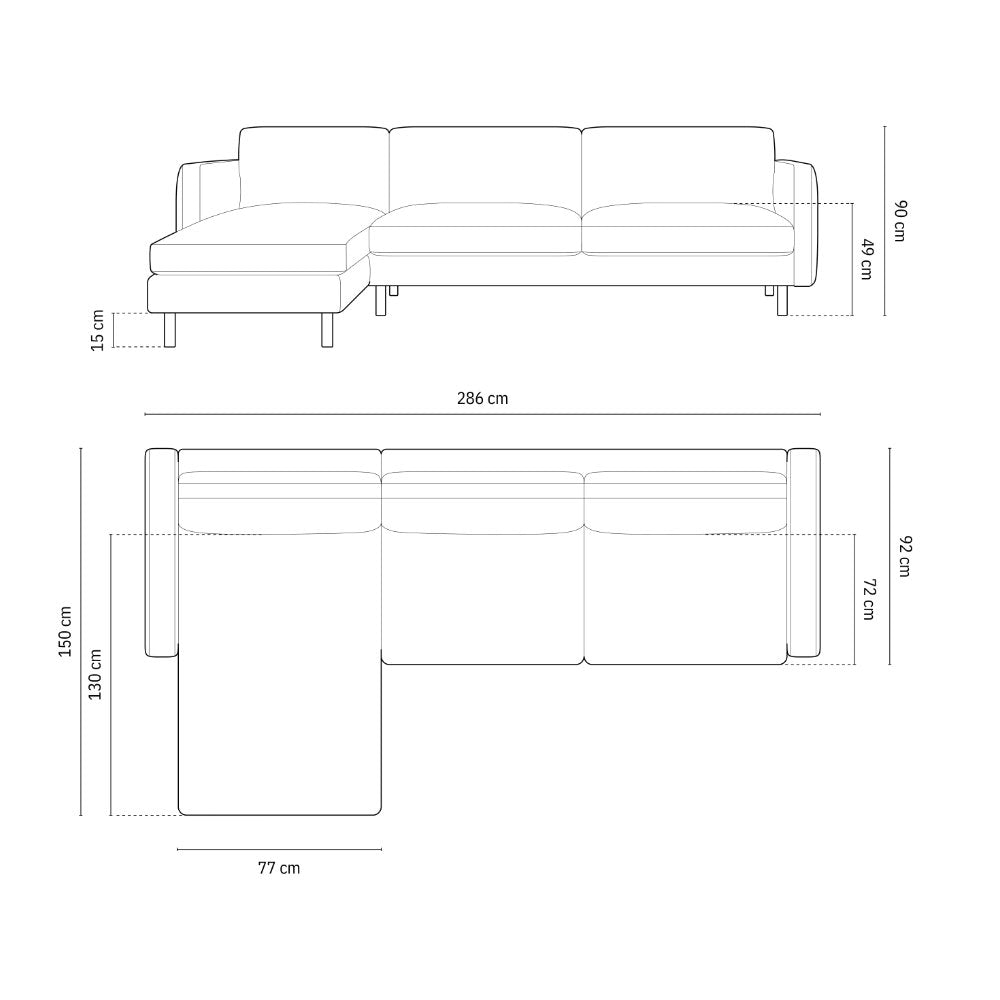 Kotna garnitura Eden 286x150cm, Material: Strukturirana tkanina