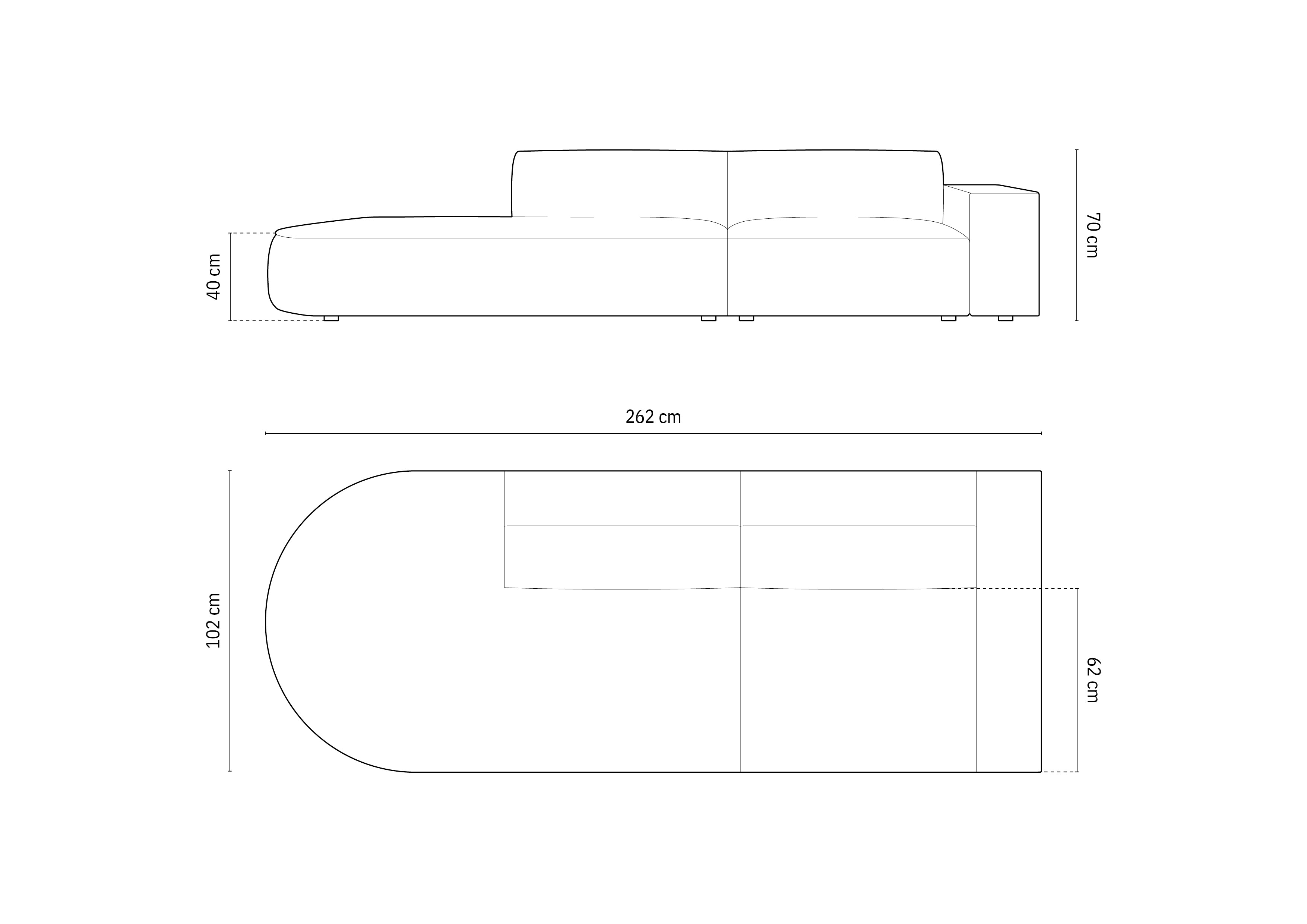 Kavč Jodie 262x102cm, Material: Žamet