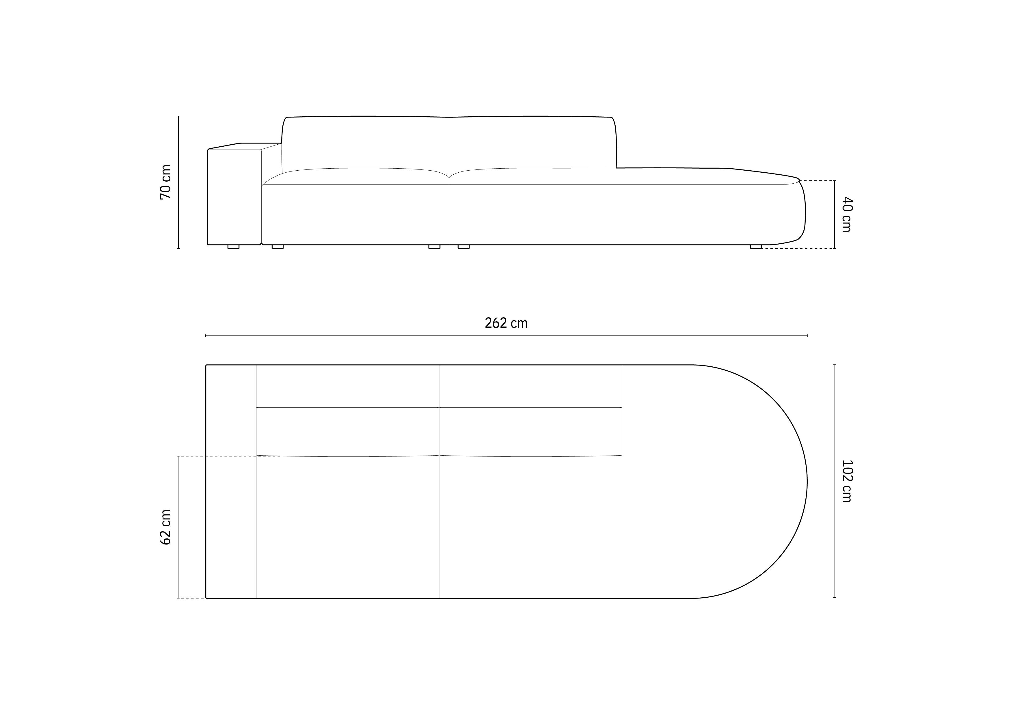 Kavč Jodie 262x102cm, Material: Žamet