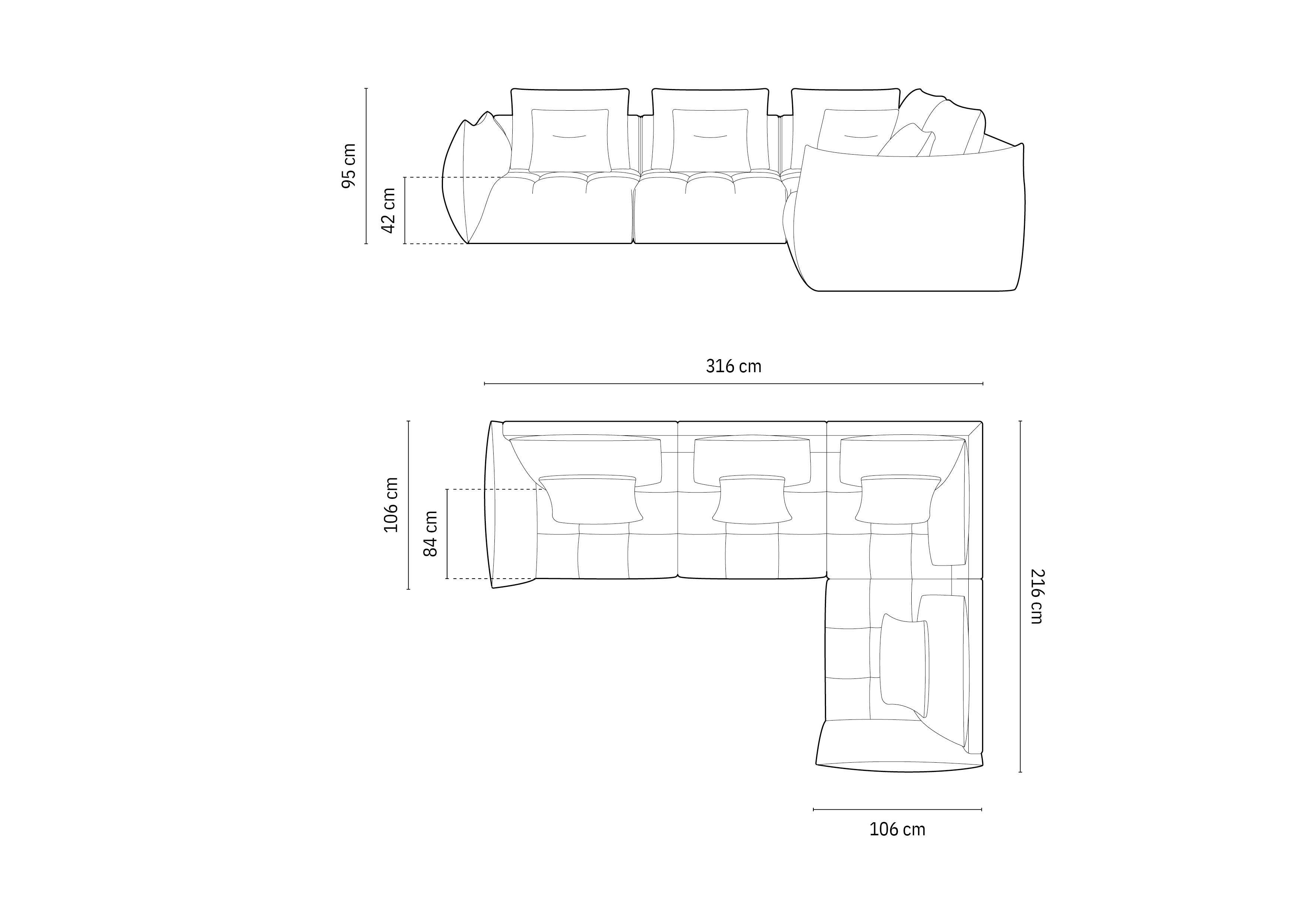 Kotna sedežna garnitura Bloom, 316x216 cm, Material: Žamet