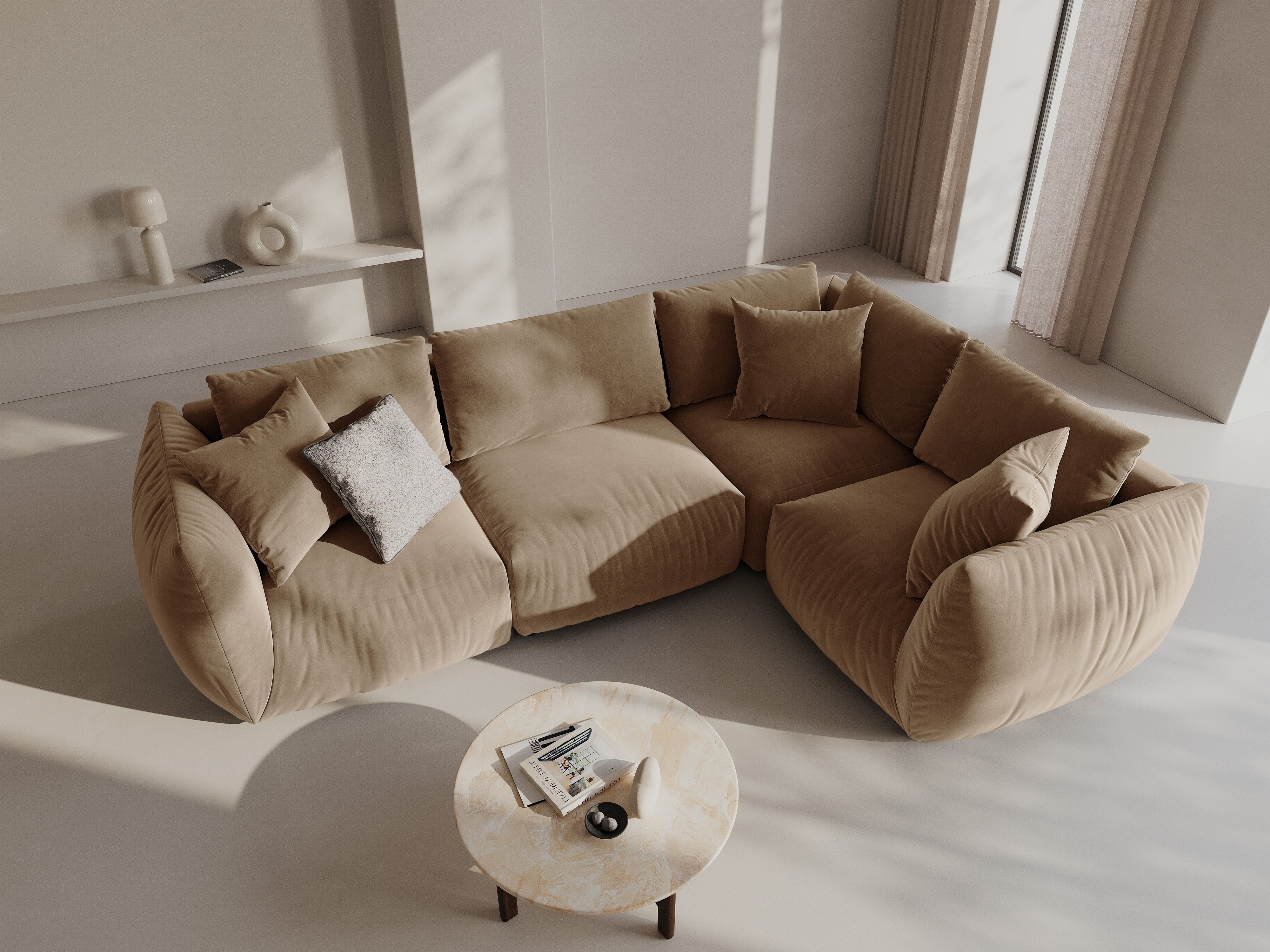 Kotna sedežna garnitura Chris 295x210cm, Material: Žamet