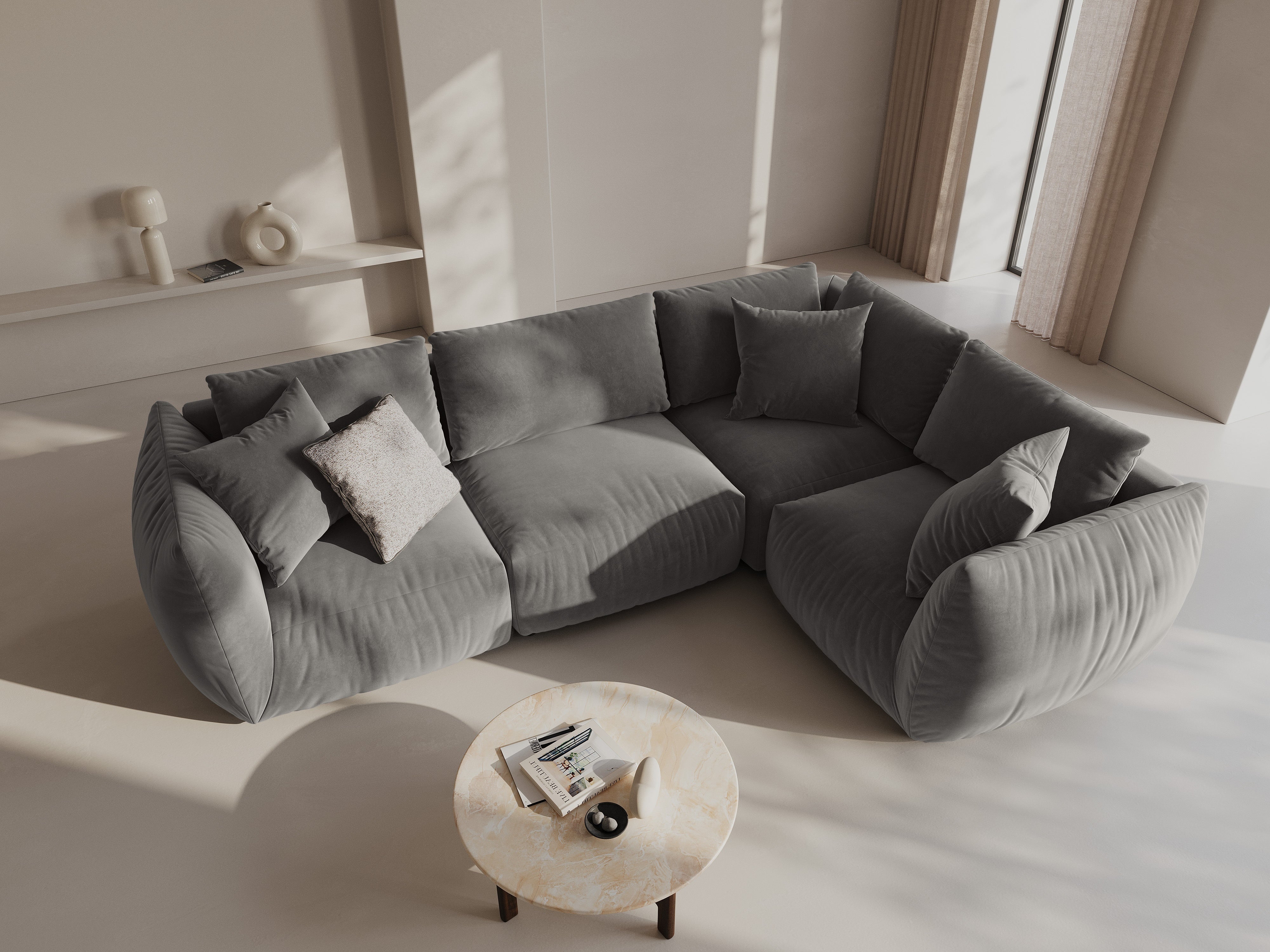 Kotna sedežna garnitura Chris 295x210cm, Material: Žamet