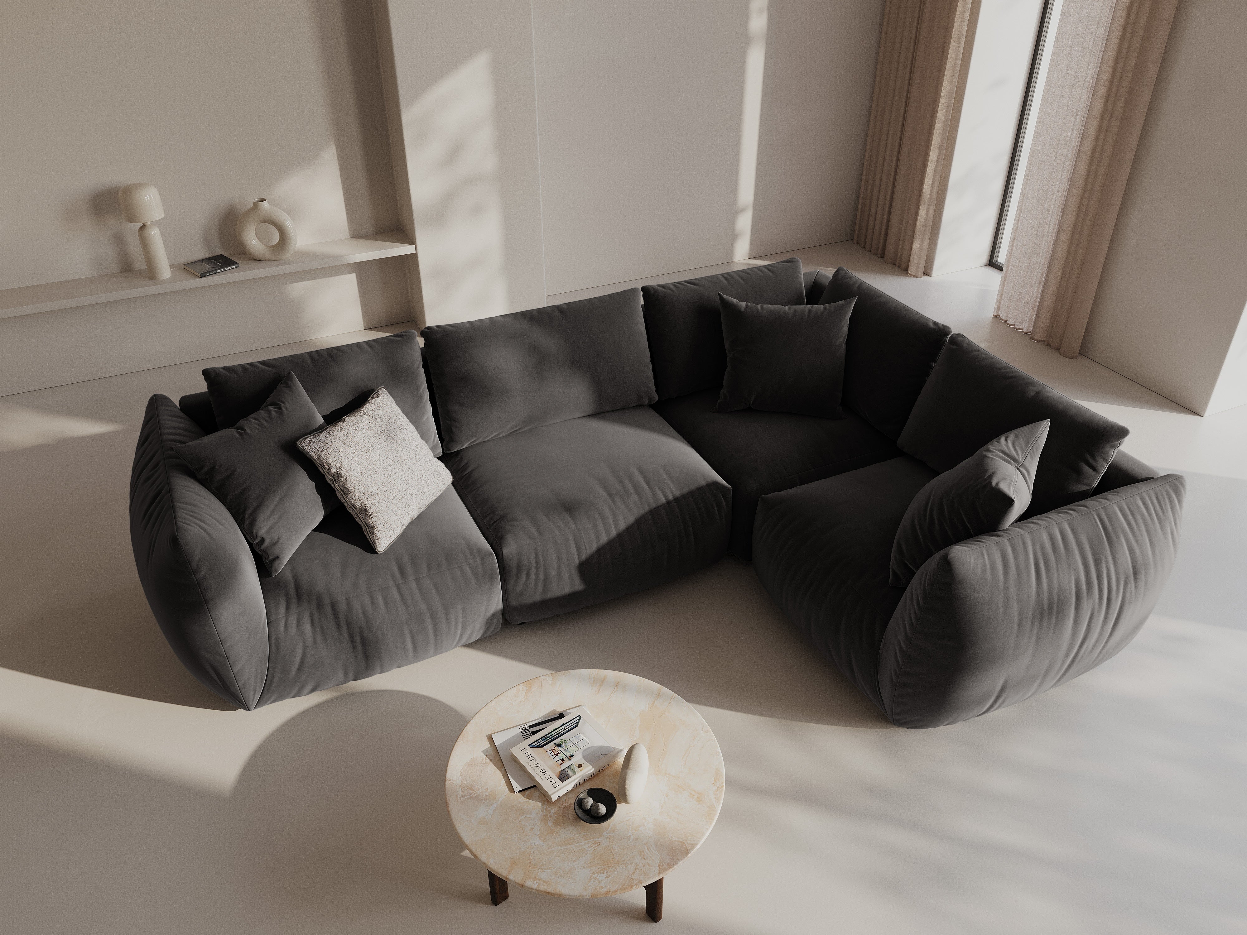 Kotna sedežna garnitura Chris 295x210cm, Material: Žamet