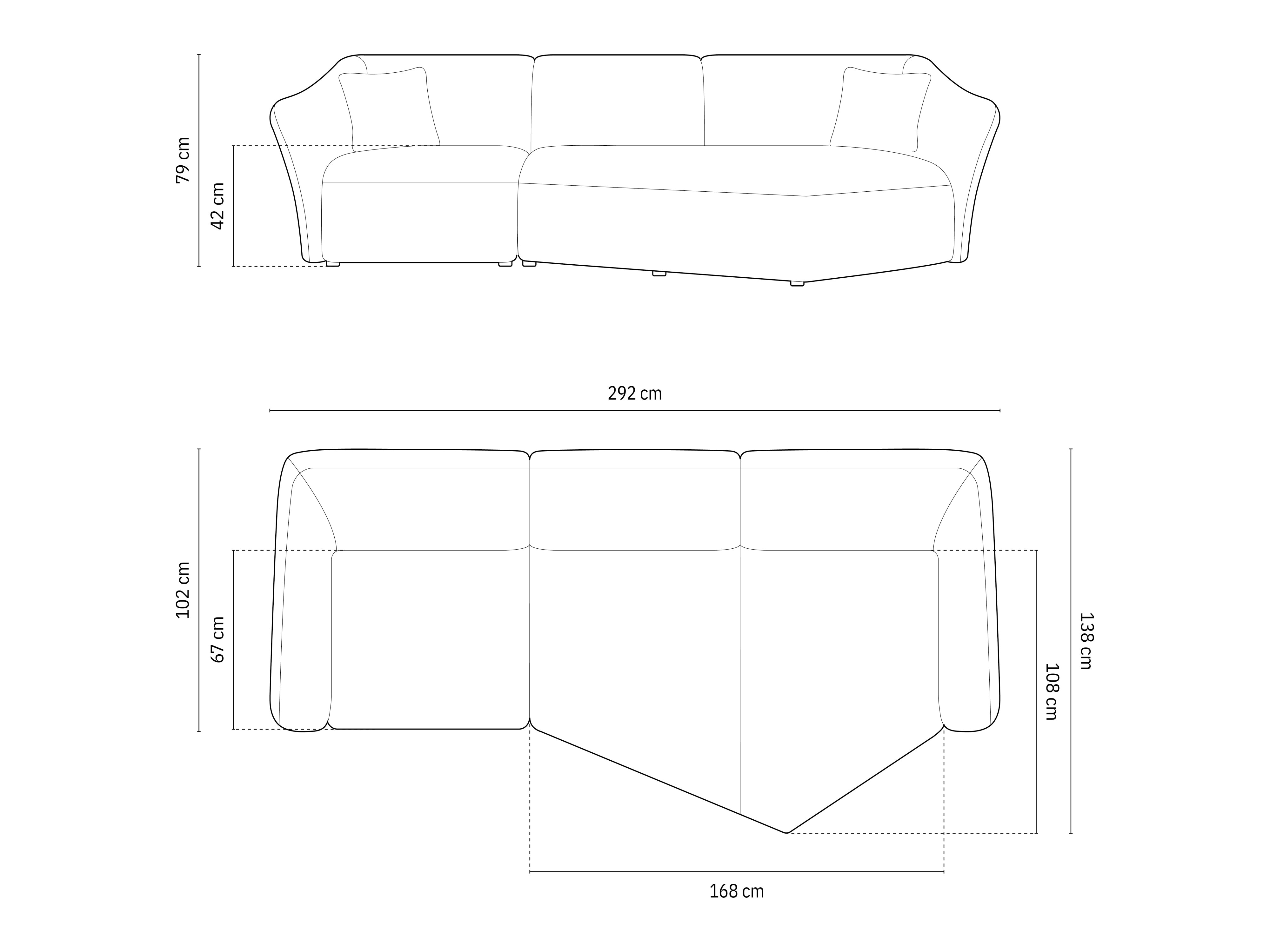 Kotna sedežna garnitura Hailey 292x138cm, Material: Bukle
