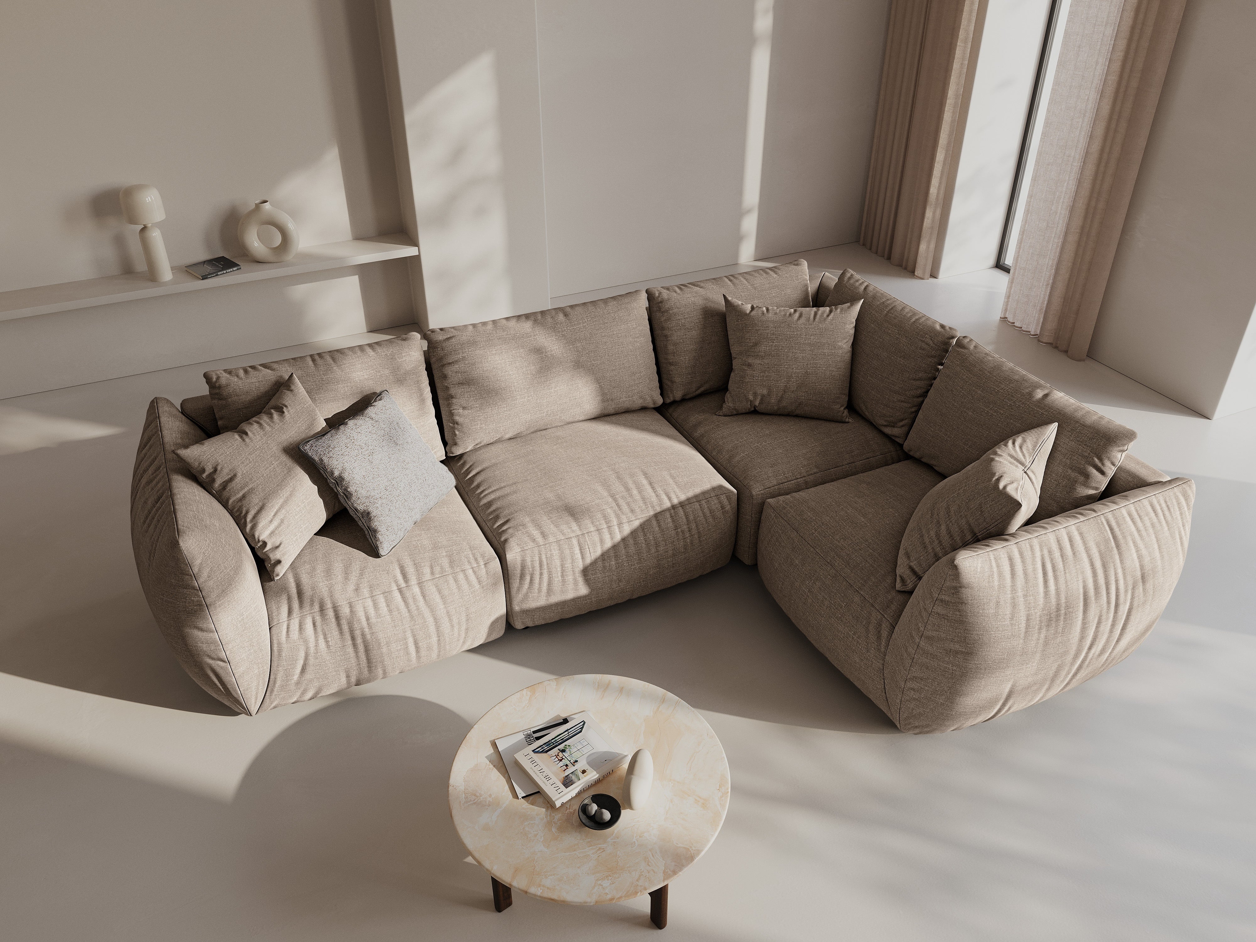 Kotna sedežna garnitura Chris 295x210cm, Material: Strukturirano blago