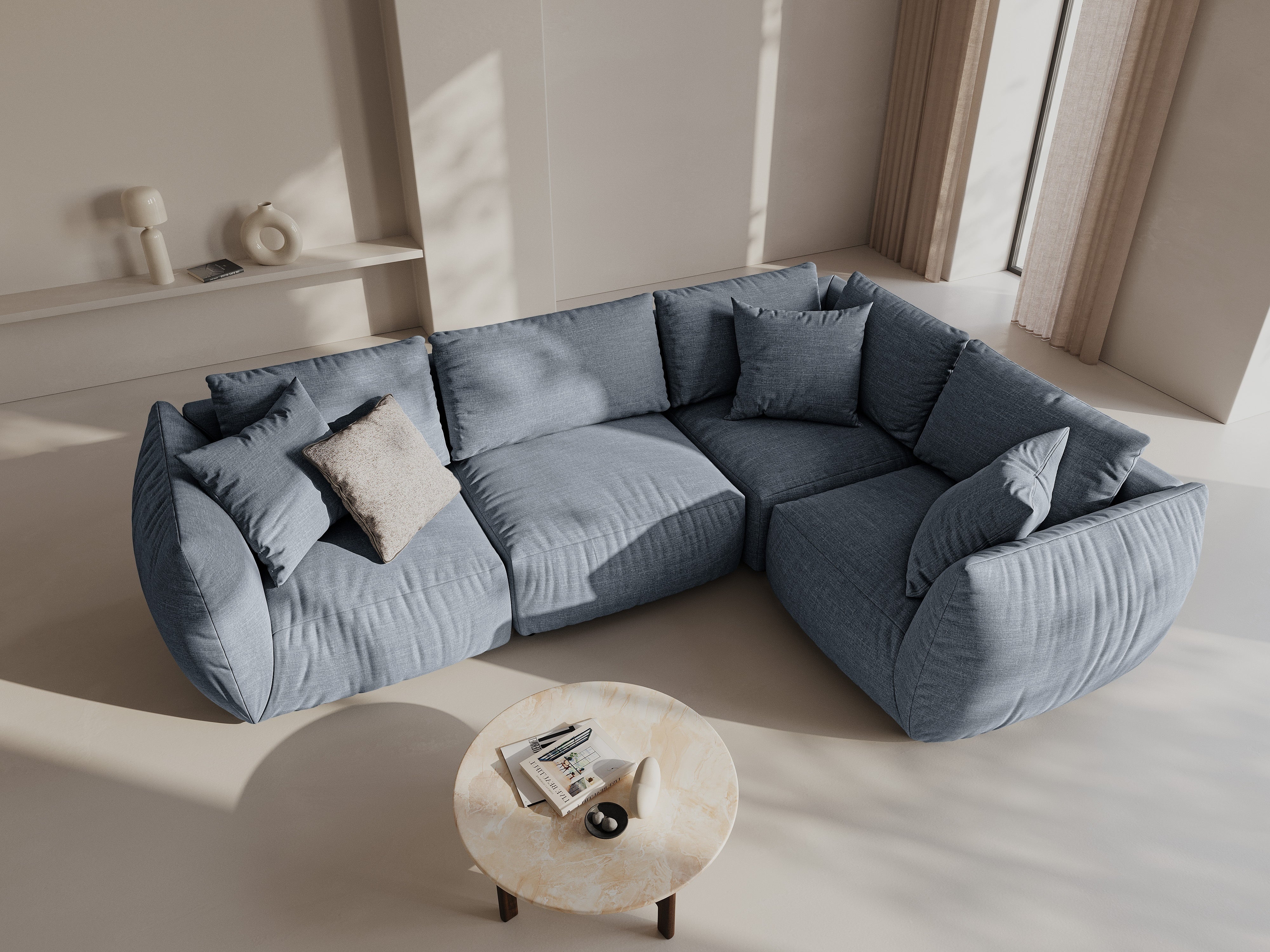 Kotna sedežna garnitura Chris 295x210cm, Material: Strukturirano blago