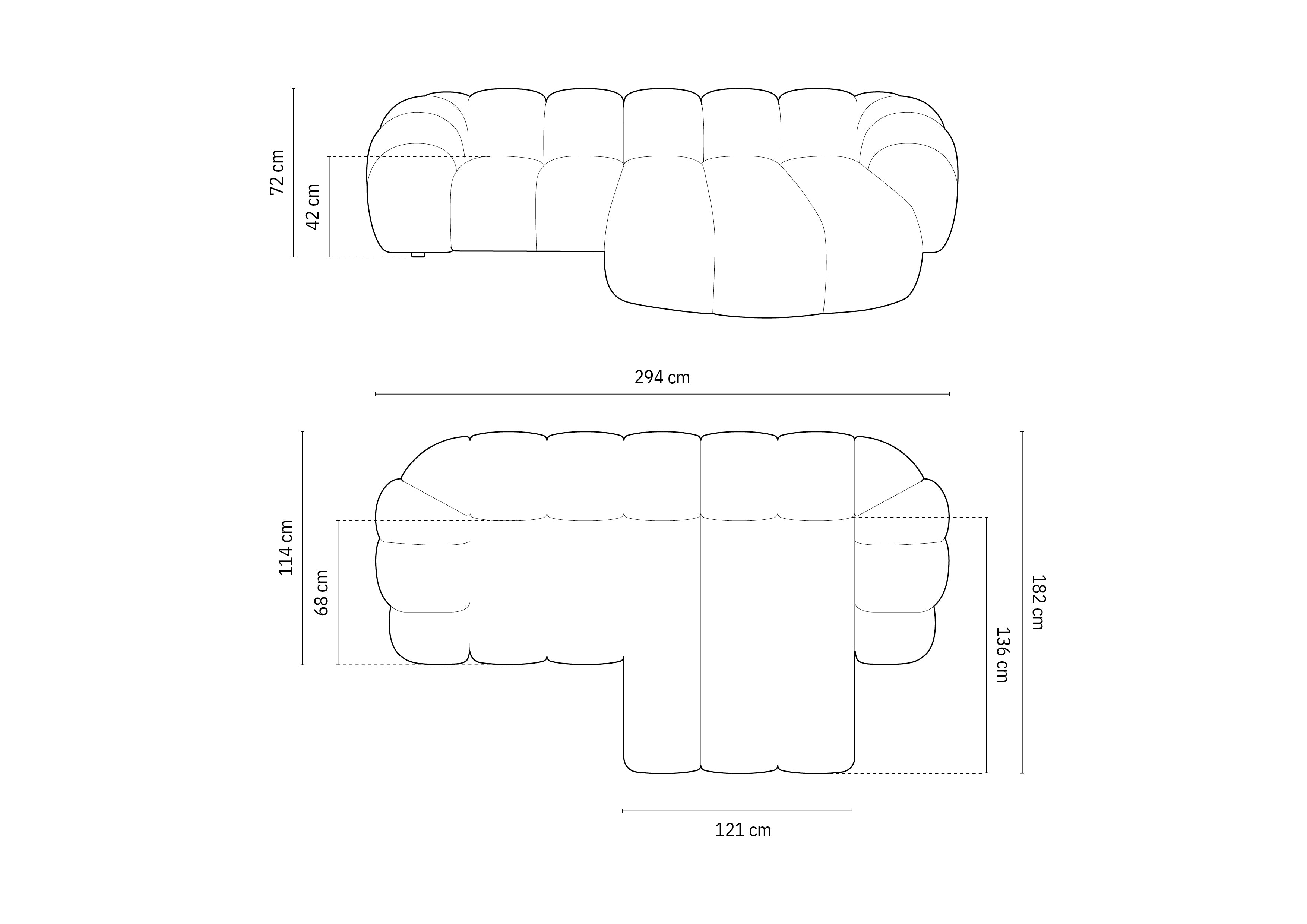 Kotna garnitura Diana 294x182cm, Material: Velur