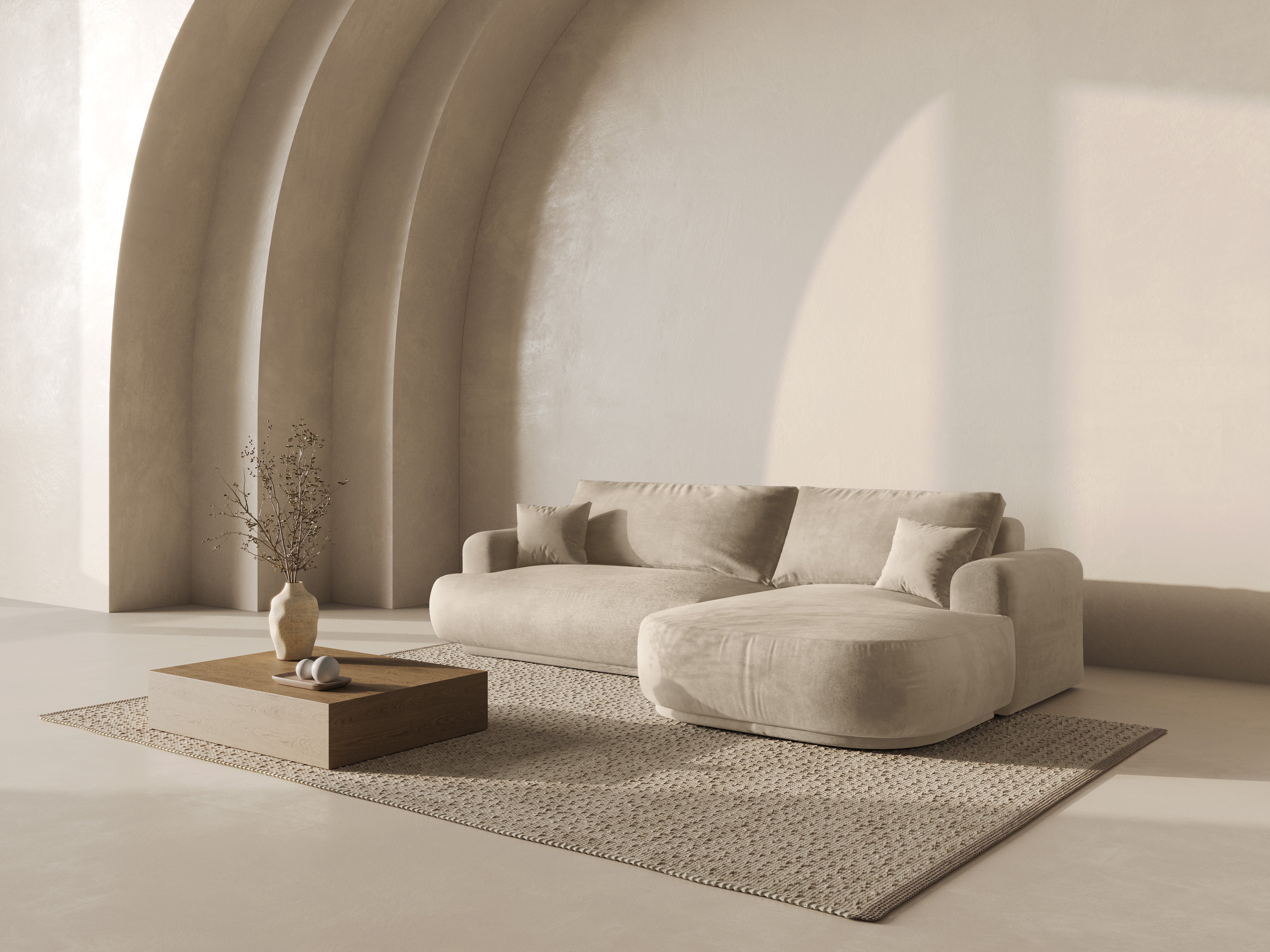 Kotna sedežna garnitura Ella 271x174cm, Material: Žamet